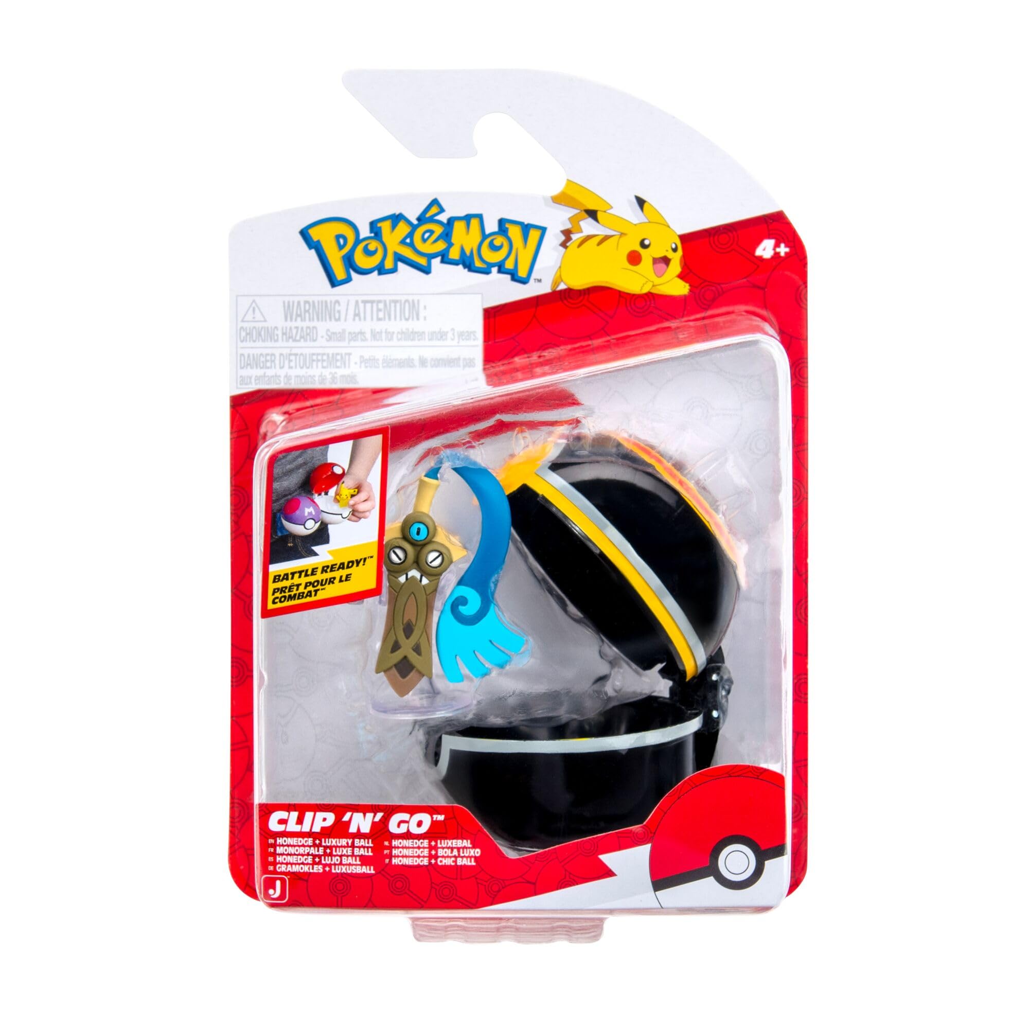 Pokémon Clip N Go Honedge ar Luxury Ball PKW4159 - Kaujas figūriņa, 5cm