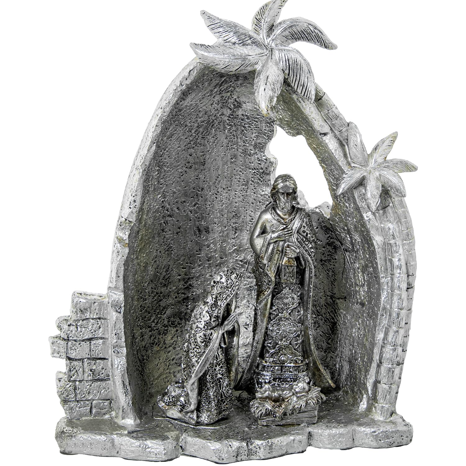AlexandreHouse LifeLike1336 - Ziemassvētku dzimšanas ainas figūra ar palmām, 27x14x31 cm