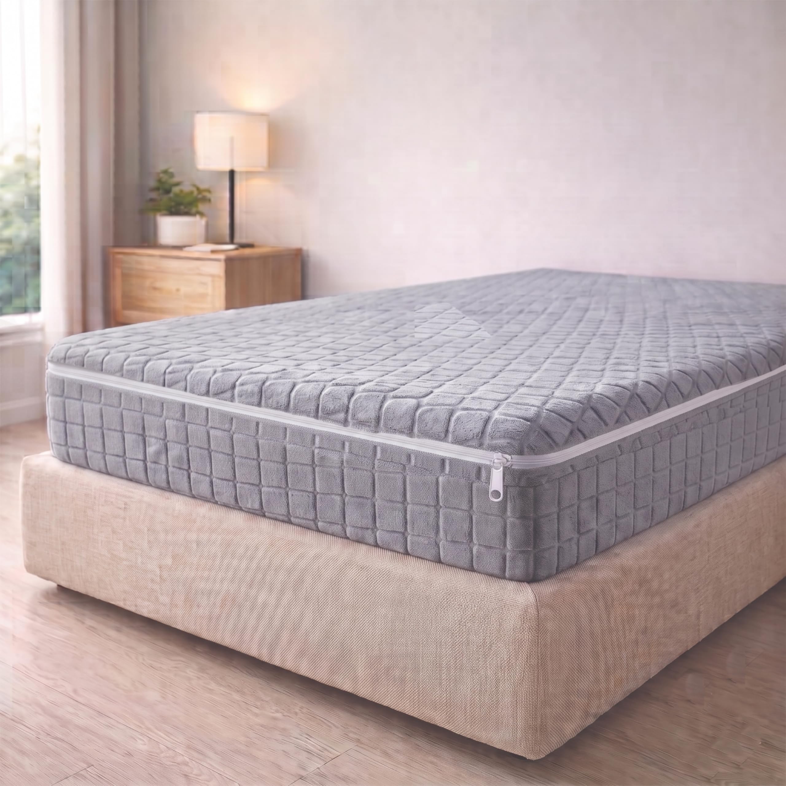 Degrees Home Teide - pretalerģisks matrača pārvalks ar rāvējslēdzēju, 160 cm, pelēks