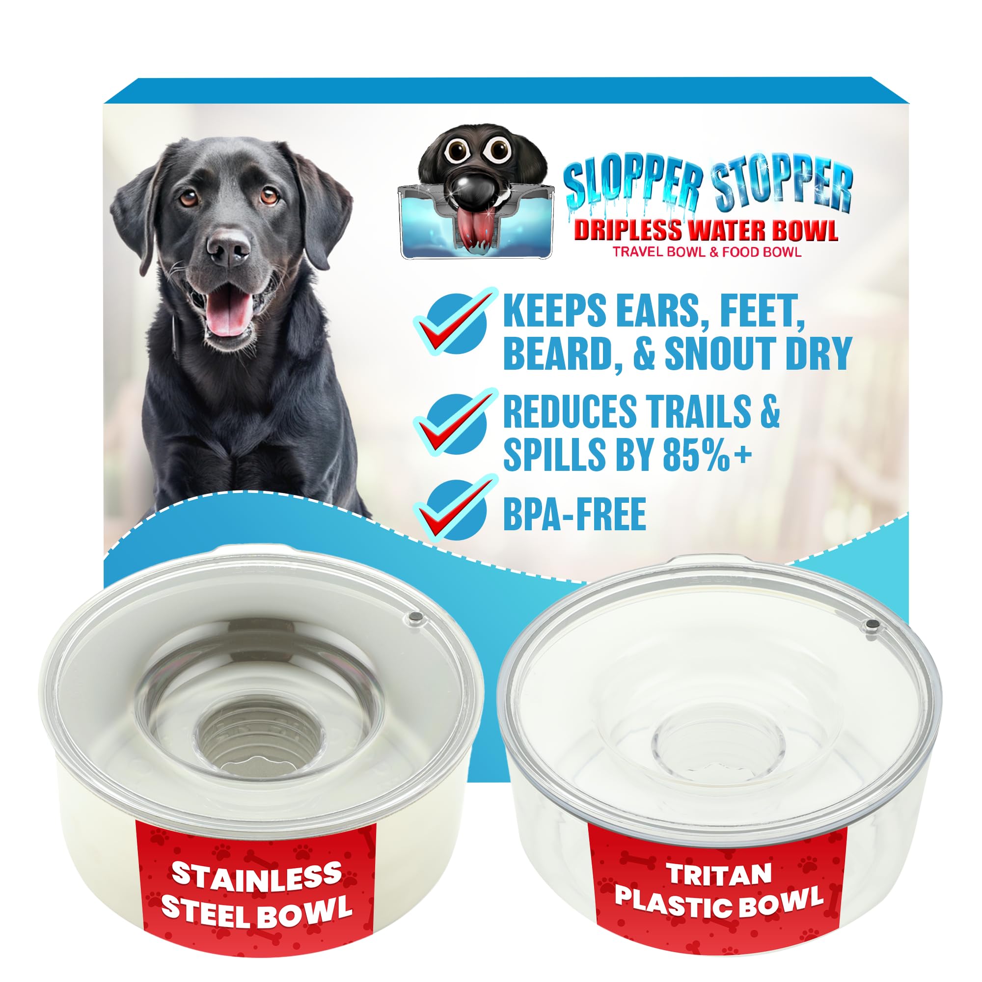 Slopper Stopper IP1LG - pilienu necaurlaidīgs ūdens trauks lielām šķirnēm, 3,5 l, 25 cm
