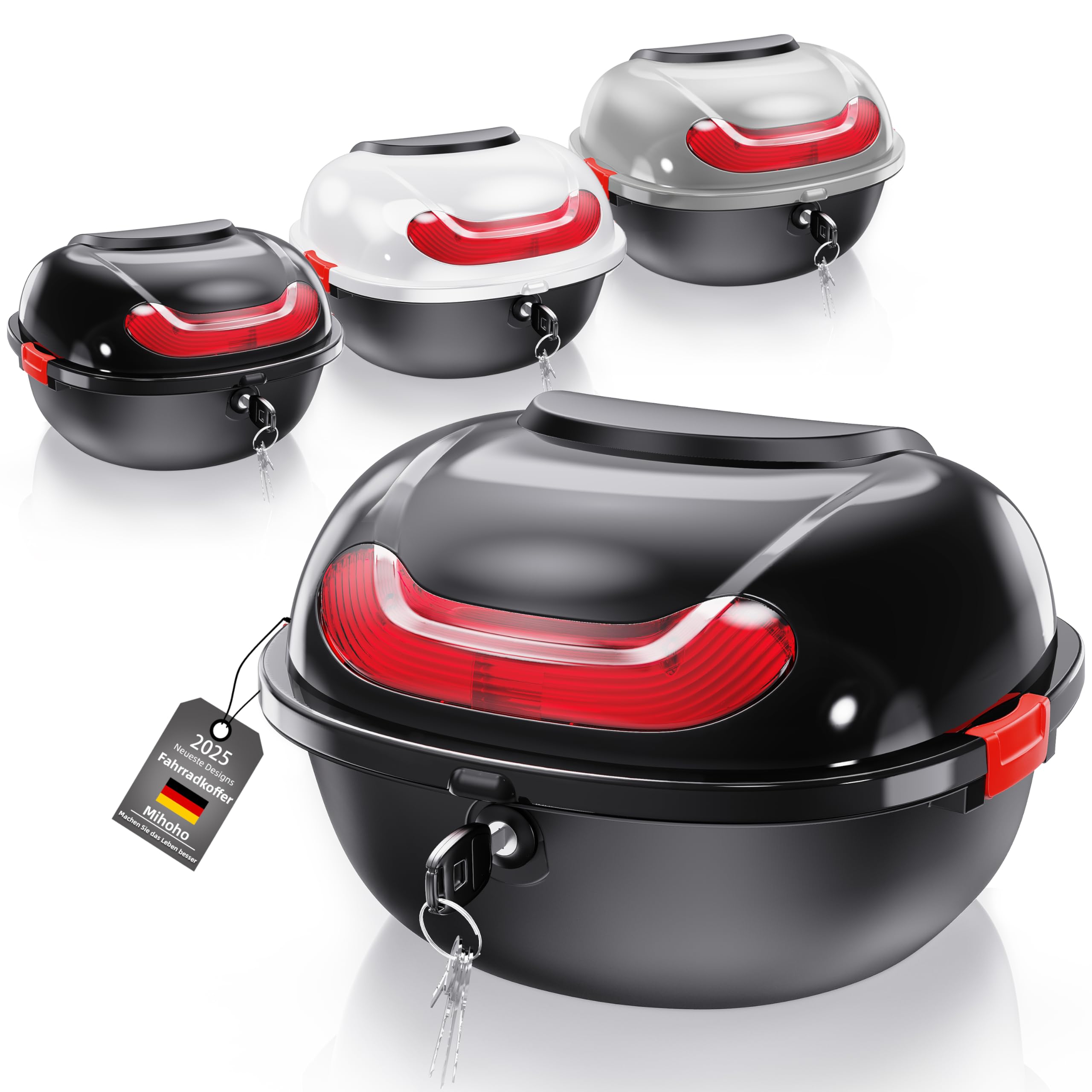 Mihoho MI09011 - universālā motocikla aizmugures kaste ar atslēgu, 22 l, melna
