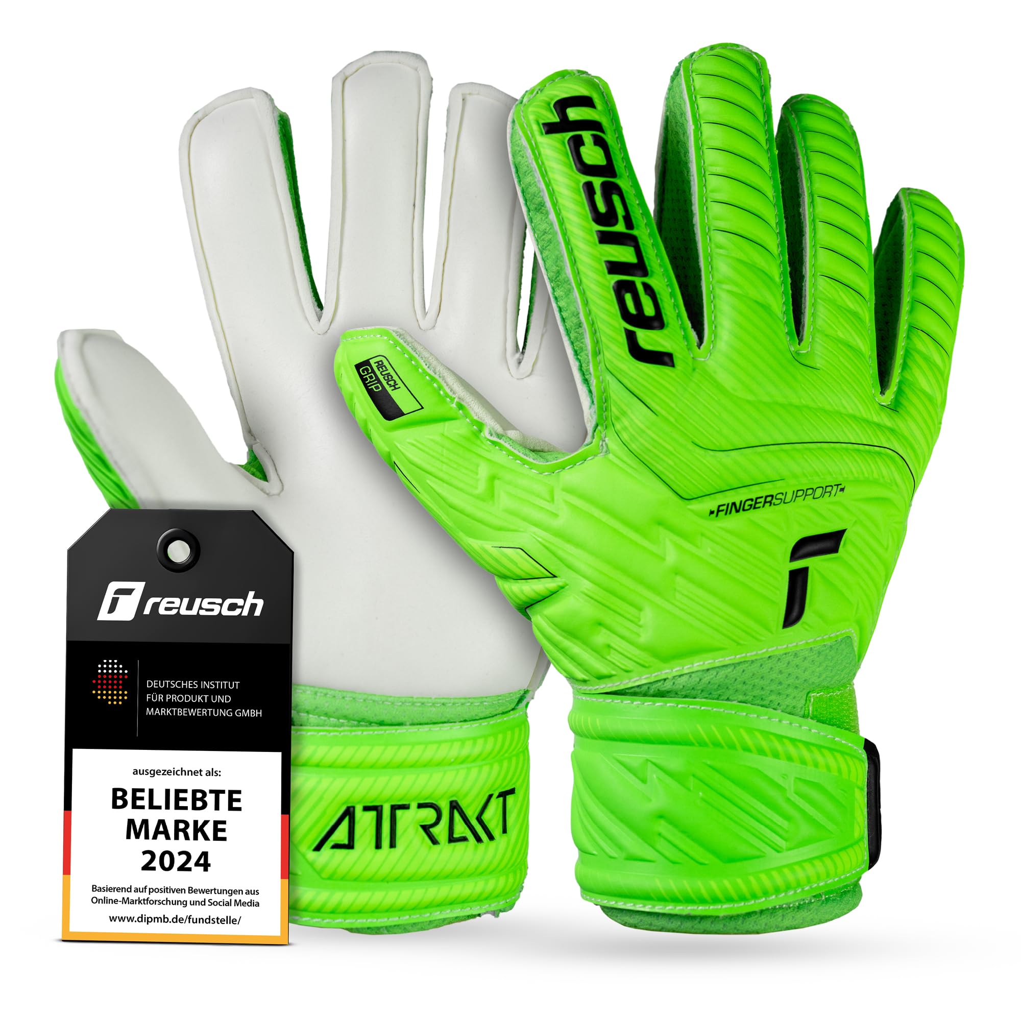 Reusch 5272810 - Vārtsarga cimdi bērniem ar pirkstu aizsardzību un uzticamu saķeri, zaļi, izmērs 4.5