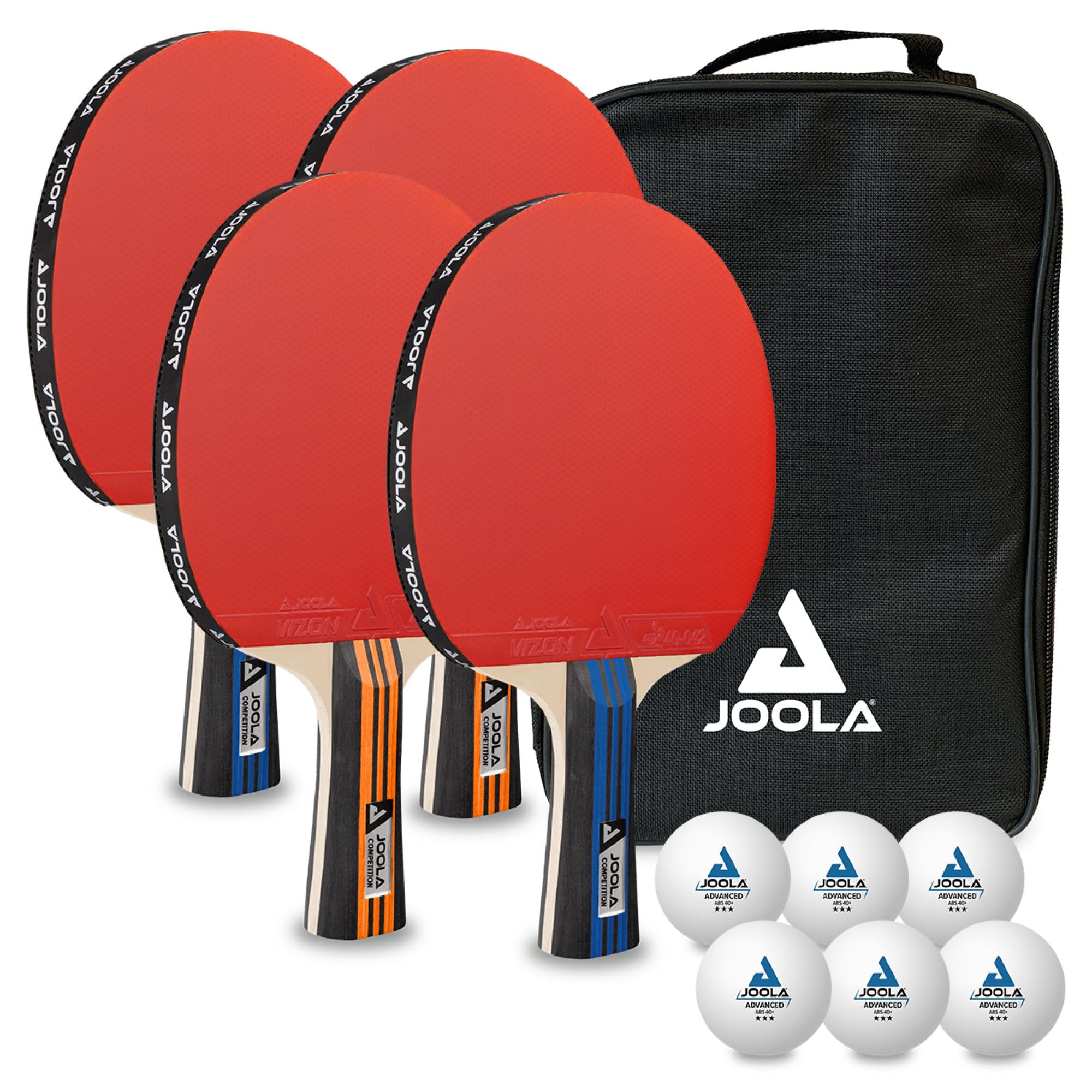 JOOLA Family Advanced 54823 - Galda tenisa komplekts ar 4 raketēm, bumbiņām un somu