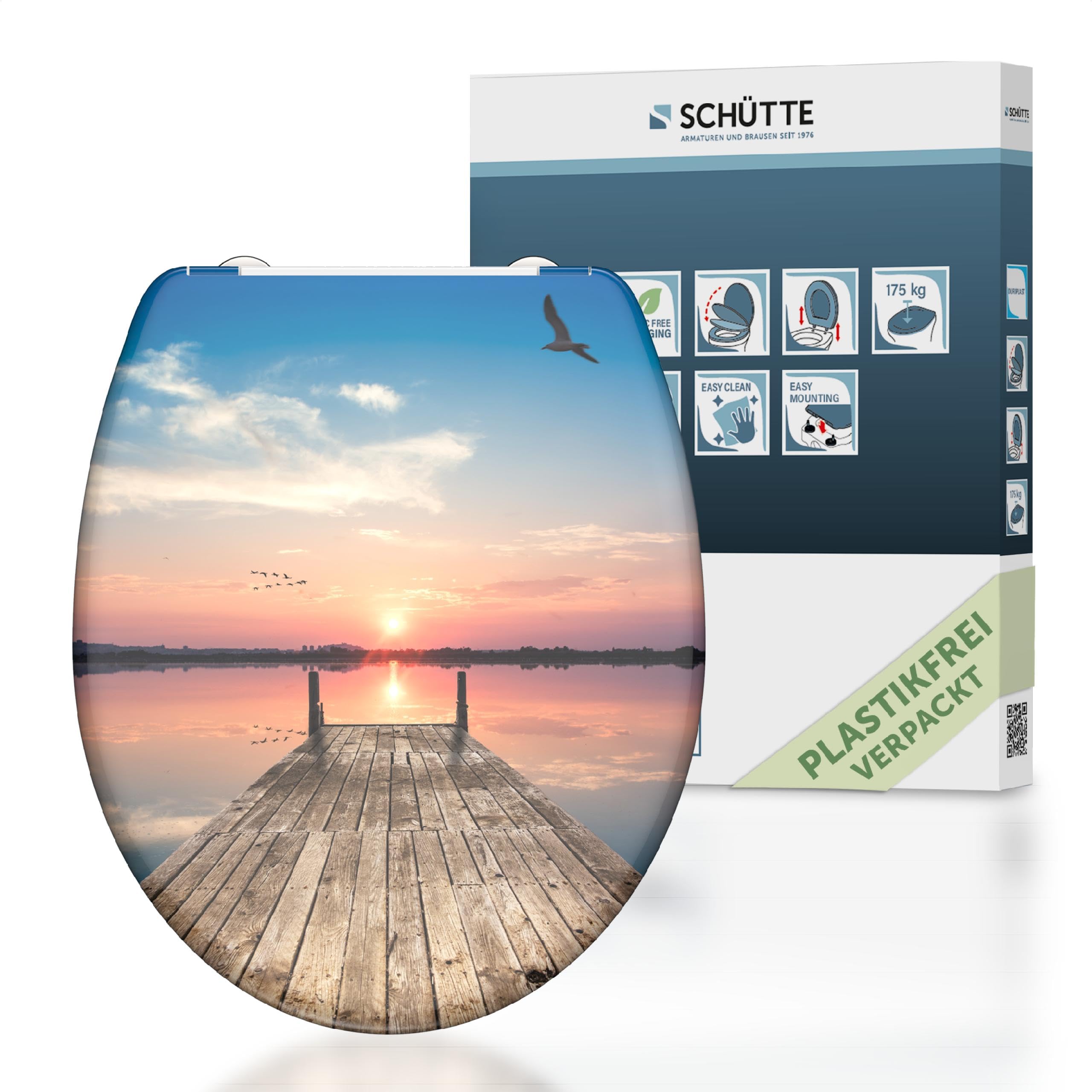 Schutte WC 82378 - Sēdeklis Sunset Sky ar lēnas aizvēršanas automātiku un ātro stiprinājumu, duroplasts