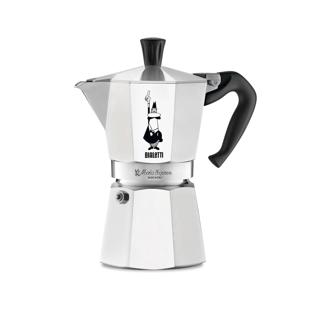 Bialetti Moka Express - Itāļu espresso kafijas kanna 6 tasēm, alumīnija, sudraba krāsā
