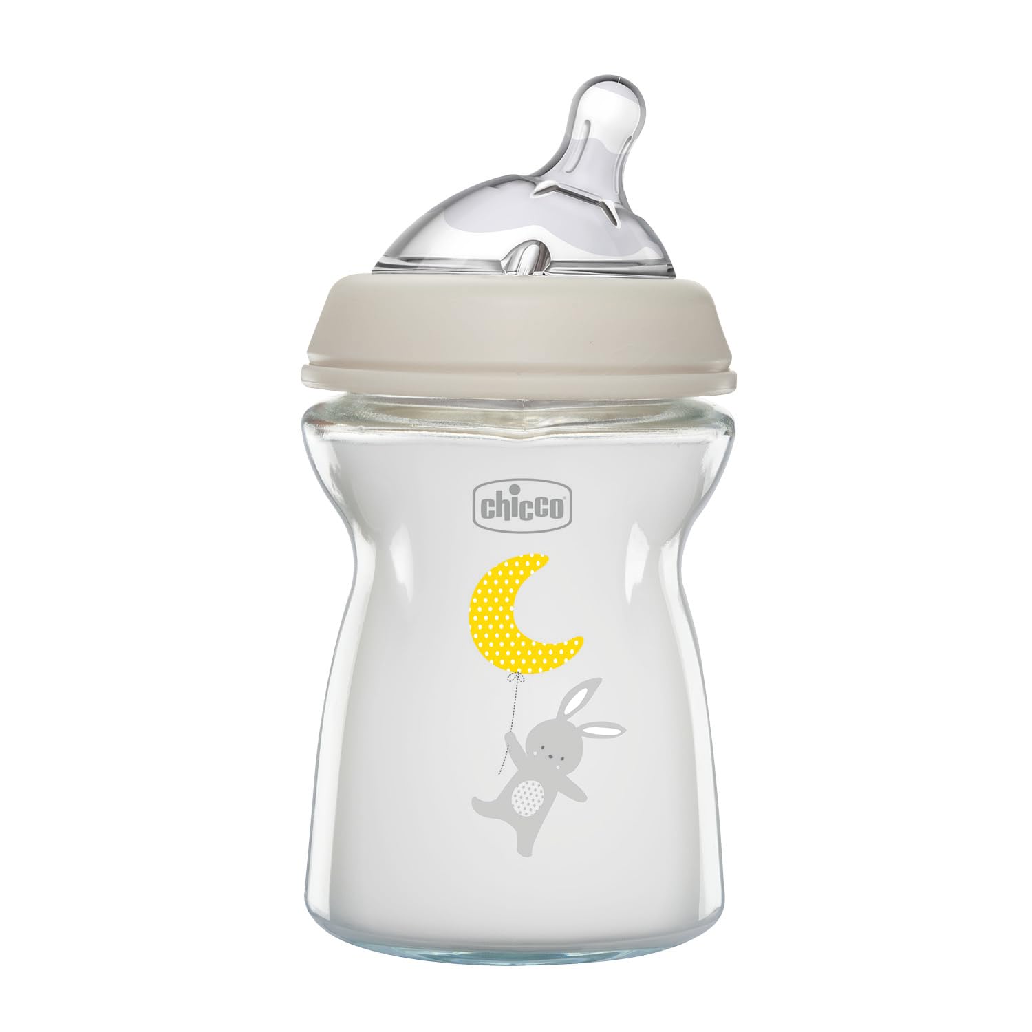 Chicco Natural Feeling - stikla barošanas pudele ar anti-koliku vārstu, 250 ml, no 0 mēnešiem
