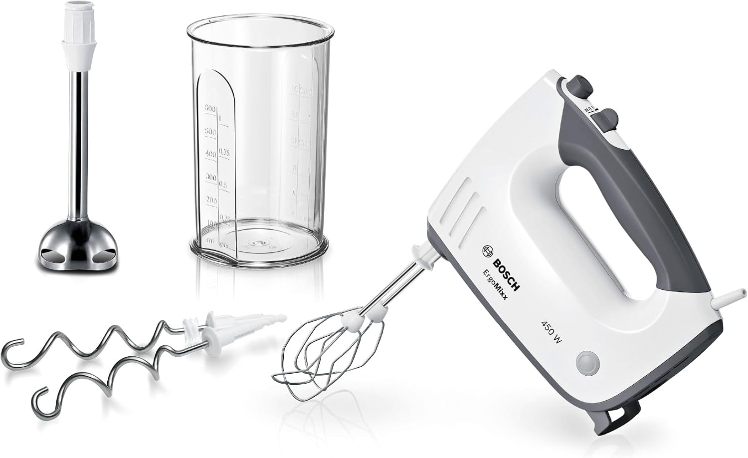 Bosch ErgoMixx MFQ37470 - rokas mikseris ar blendera kātu, 750 W, 5 ātrumi un turbo poga