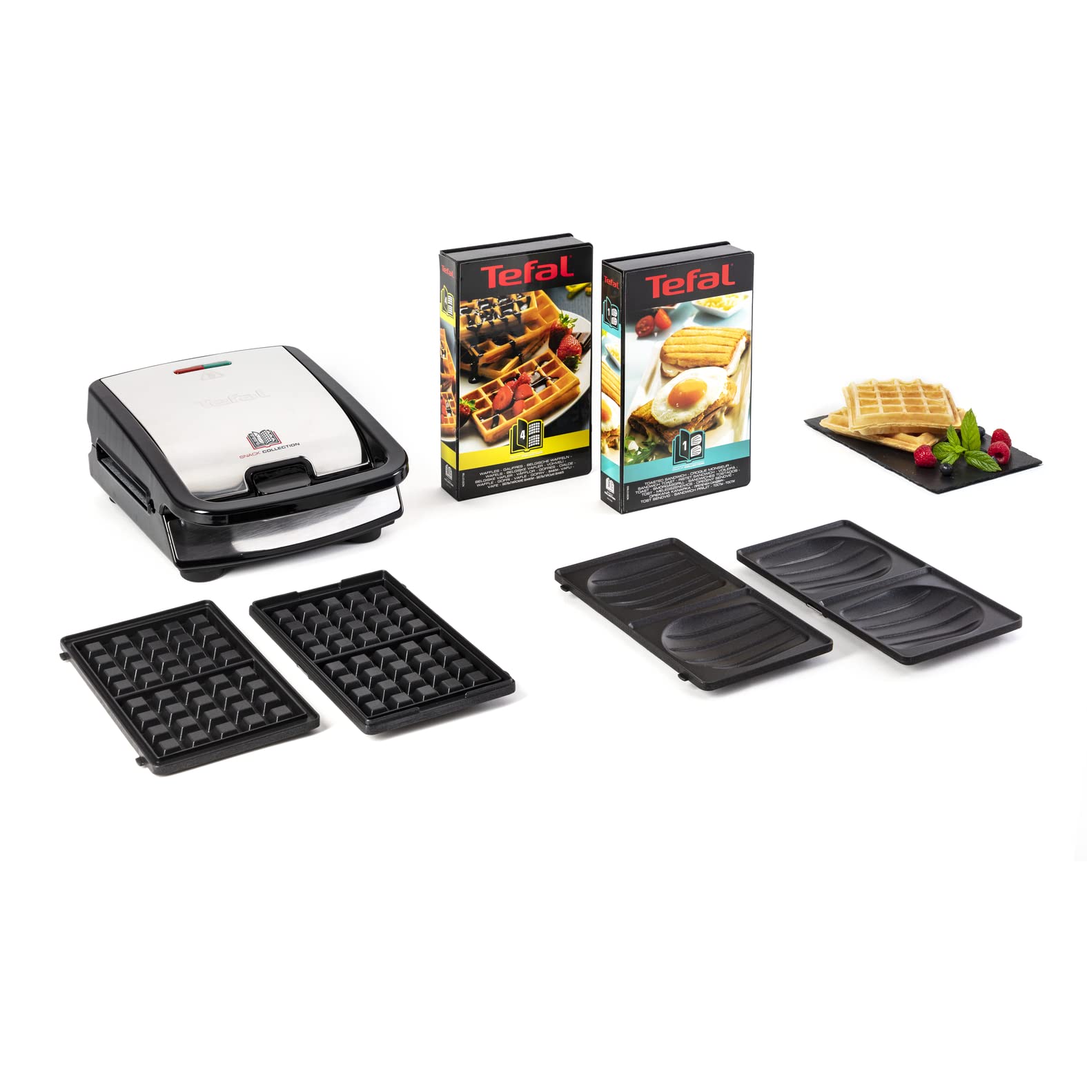 Tefal Snack Collection SW853D12 - Vafļu un sviestmaižu tosteris ar noņemamām plāksnēm un uzglabāšanas kastītēm, 700W