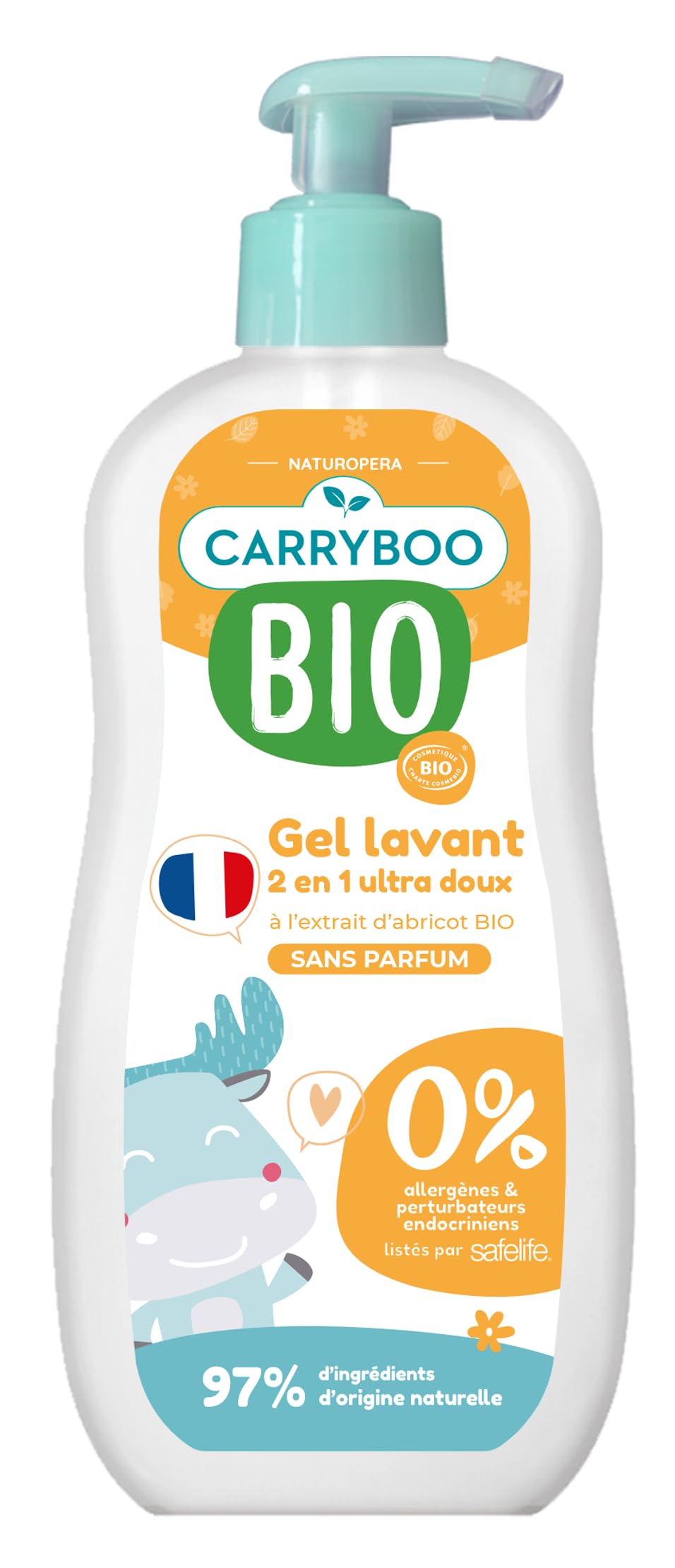 Carryboo 2in1 - mazgāšanas želeja ar bio aprikožu ekstraktu, 500 ml