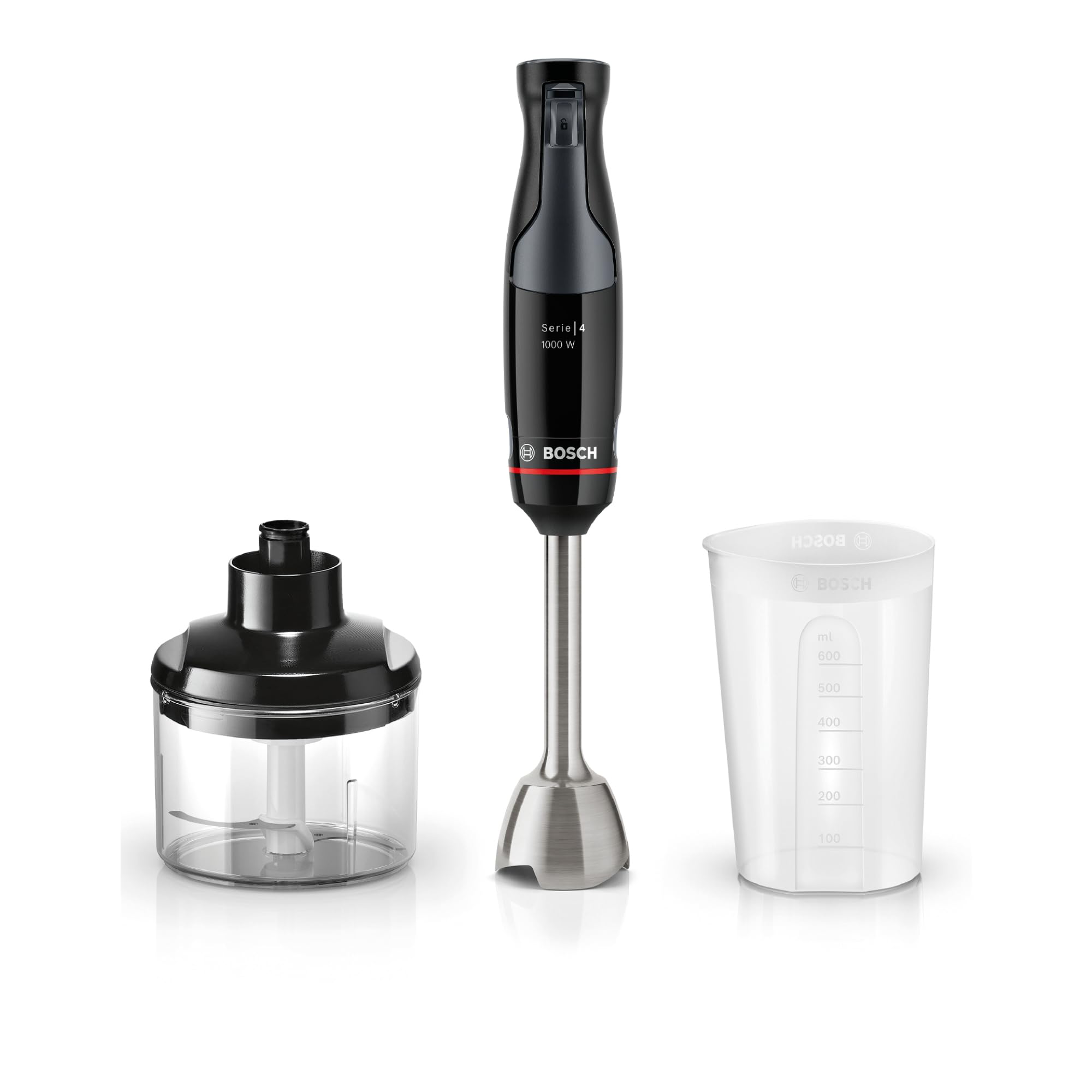 Bosch ErgoMaster Serie 4 MSM4B620 - Rokas blenderis ar smalcinātāju un nerūsējošā tērauda asmeņiem, 1000 W