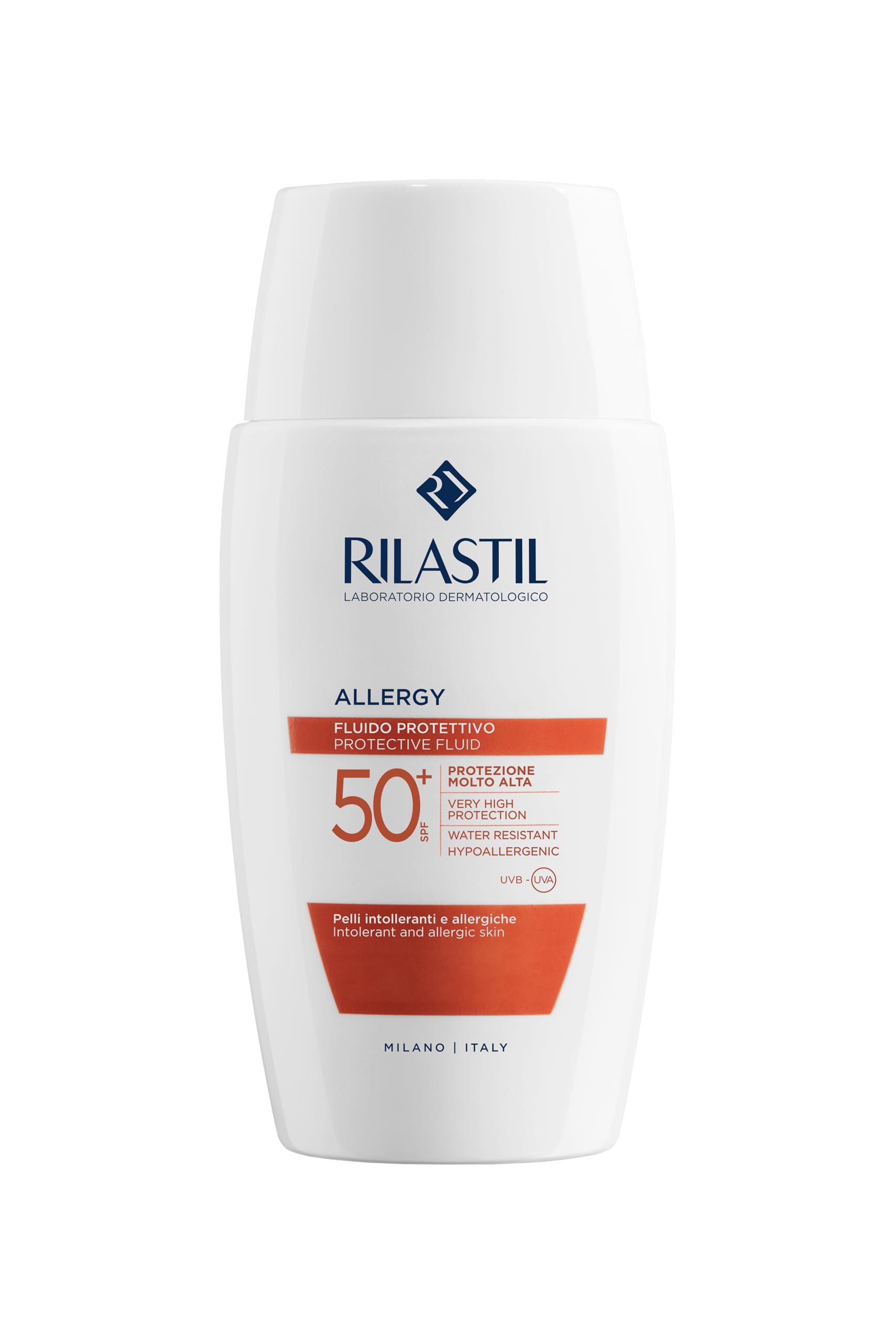 Rilastil - alerģijas sejas saules aizsargkrēms alerģiju slimniekiem, reaktīvai un saules nepanesošai ādai, ūdensizturīgs, SPF50