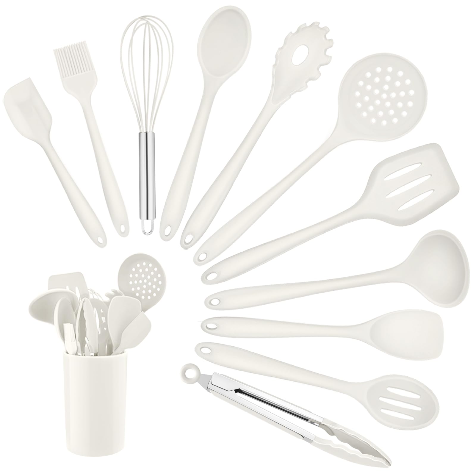 Homikit HKDE-198 - Silikona virtuves piederumu komplekts, 12 gabali, balts