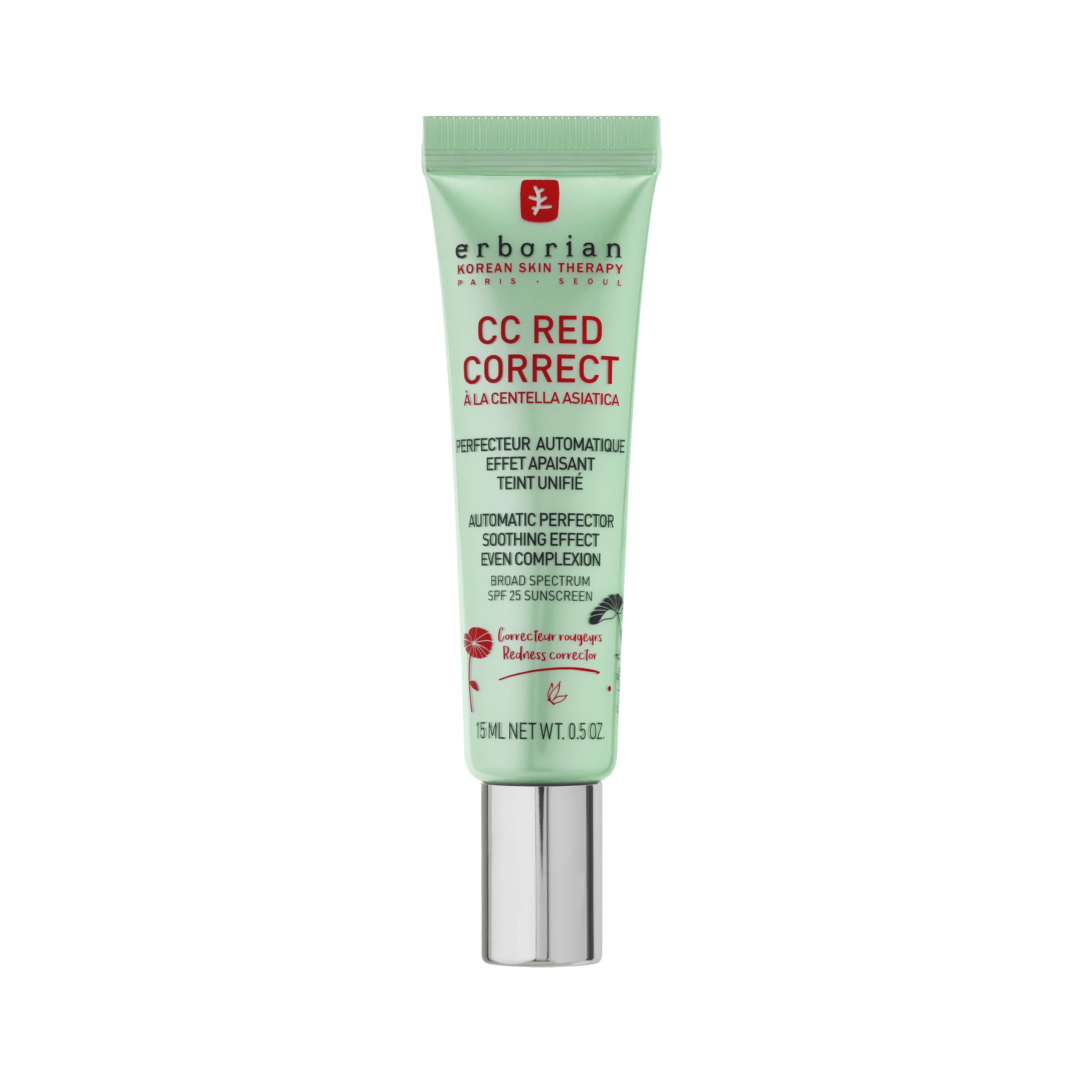 Erborian CC Red Correct - krēms pret apsārtumu ar Āzijas centāliju, 15 ml
