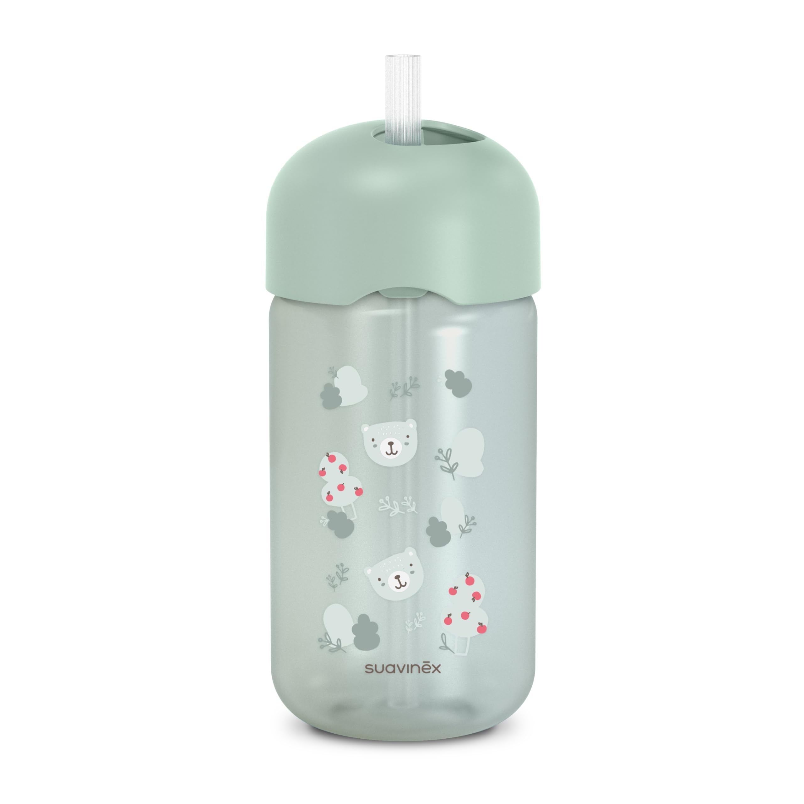 Suavinex v - bērnu dzeramā krūzīte ar silikona salmiņu, no 18 mēnešiem, 340 ml