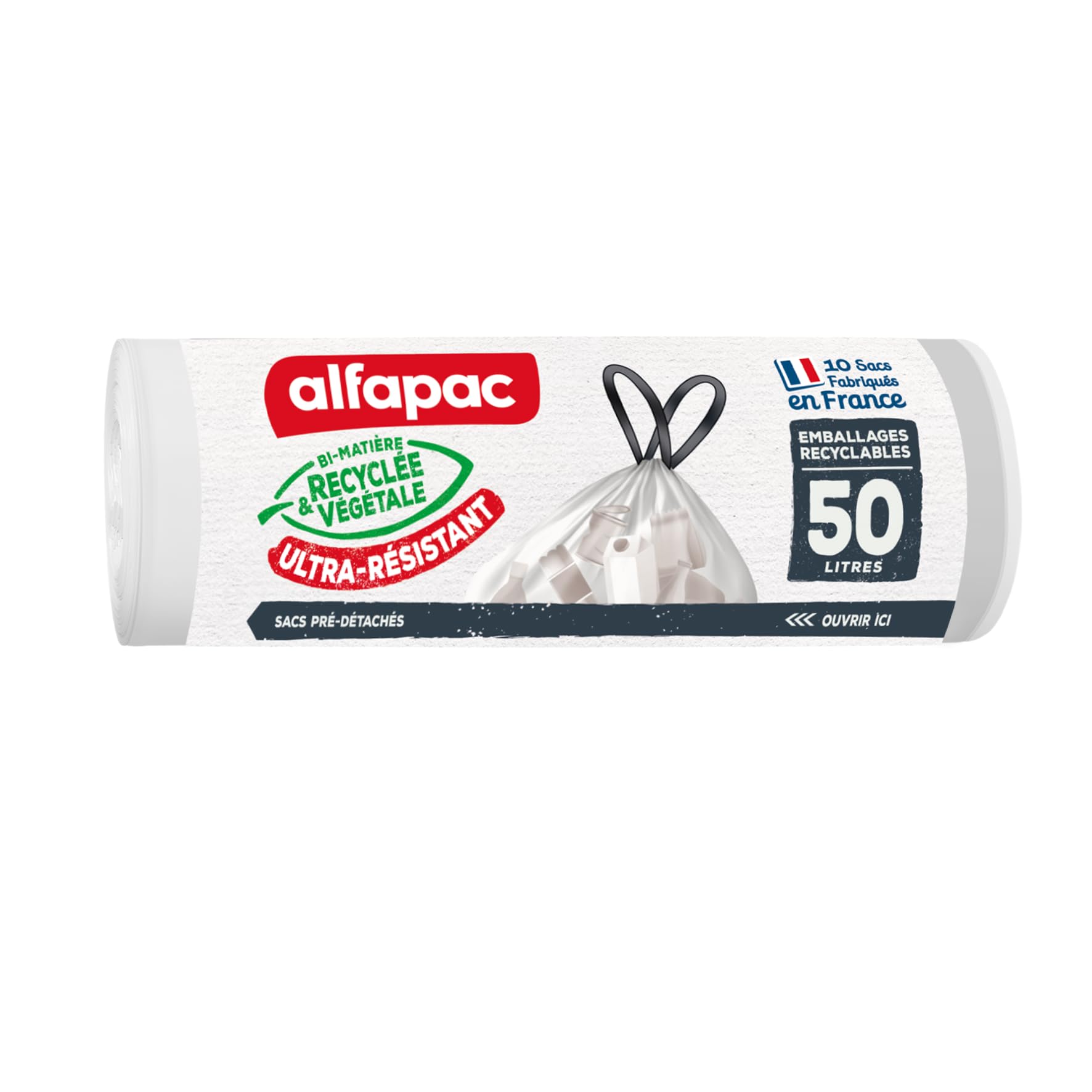 Alfapac TRICXVI05010T - caurspīdīgi maisi atkritumiem ar slīdošu aizdari, 50 l, 10 gab.
