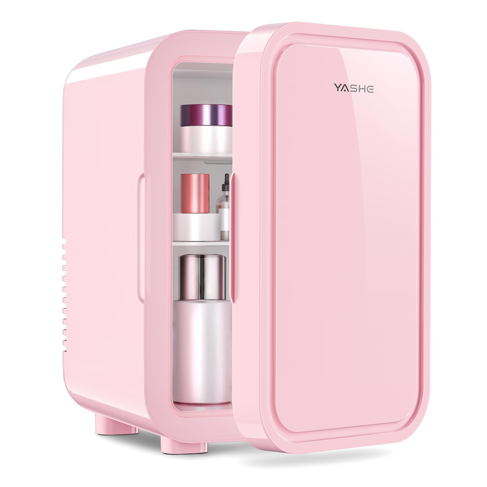 YASHE MFA-6L-H-Pink - Mini ledusskapis 6 litri, rozā krāsā, termoelektriskais dzesētājs mājai un automasīnai
