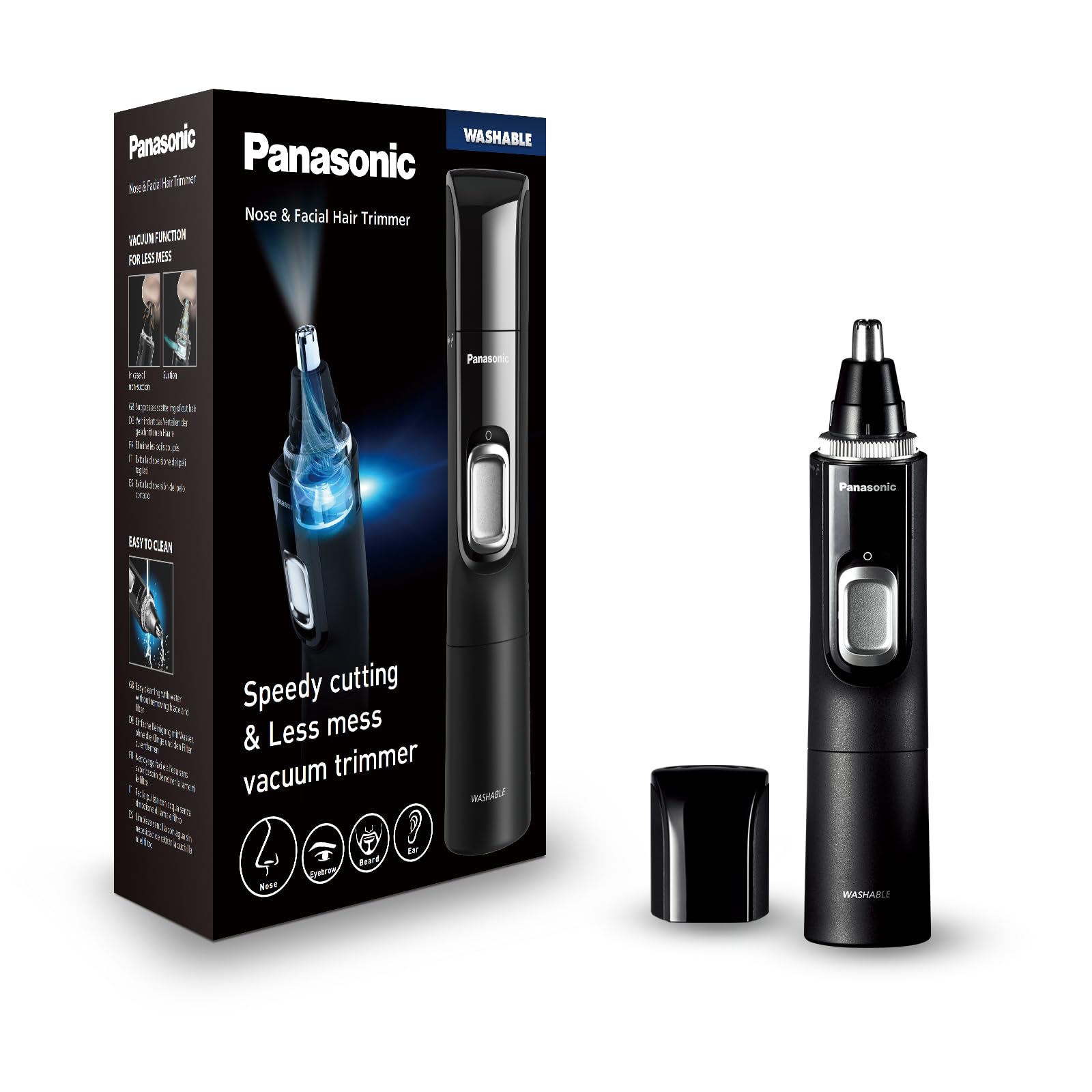 Panasonic ER-GN300 - Deguna, auss un uzacu matiņu trimmeris vīriešiem, melns