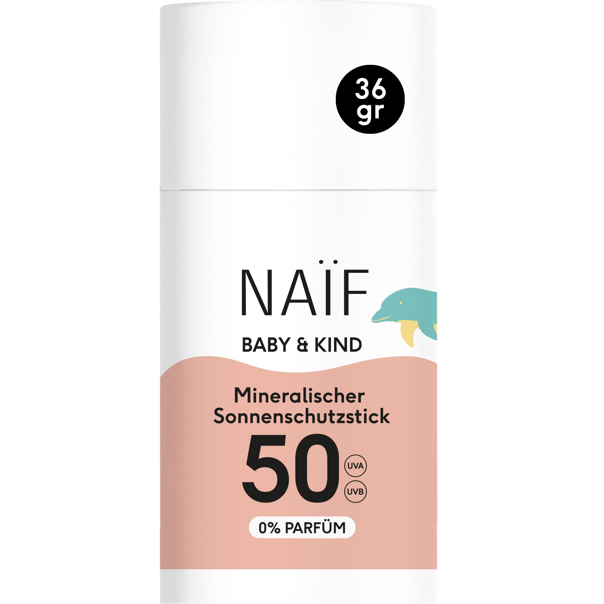 Naf - minerālais sauļošanās stiks bērniem un zīdaiņiem, SPF50, bez smaržas, 36g
