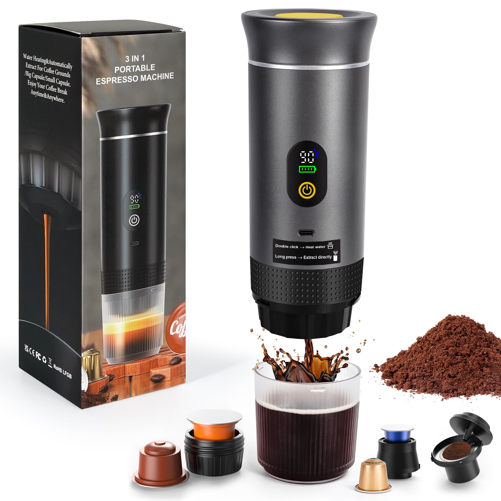 Nsyee KN-JN-02 Pro2.0 - Pārnēsājams elektriskais espresso kafijas automāts ar LED displeju