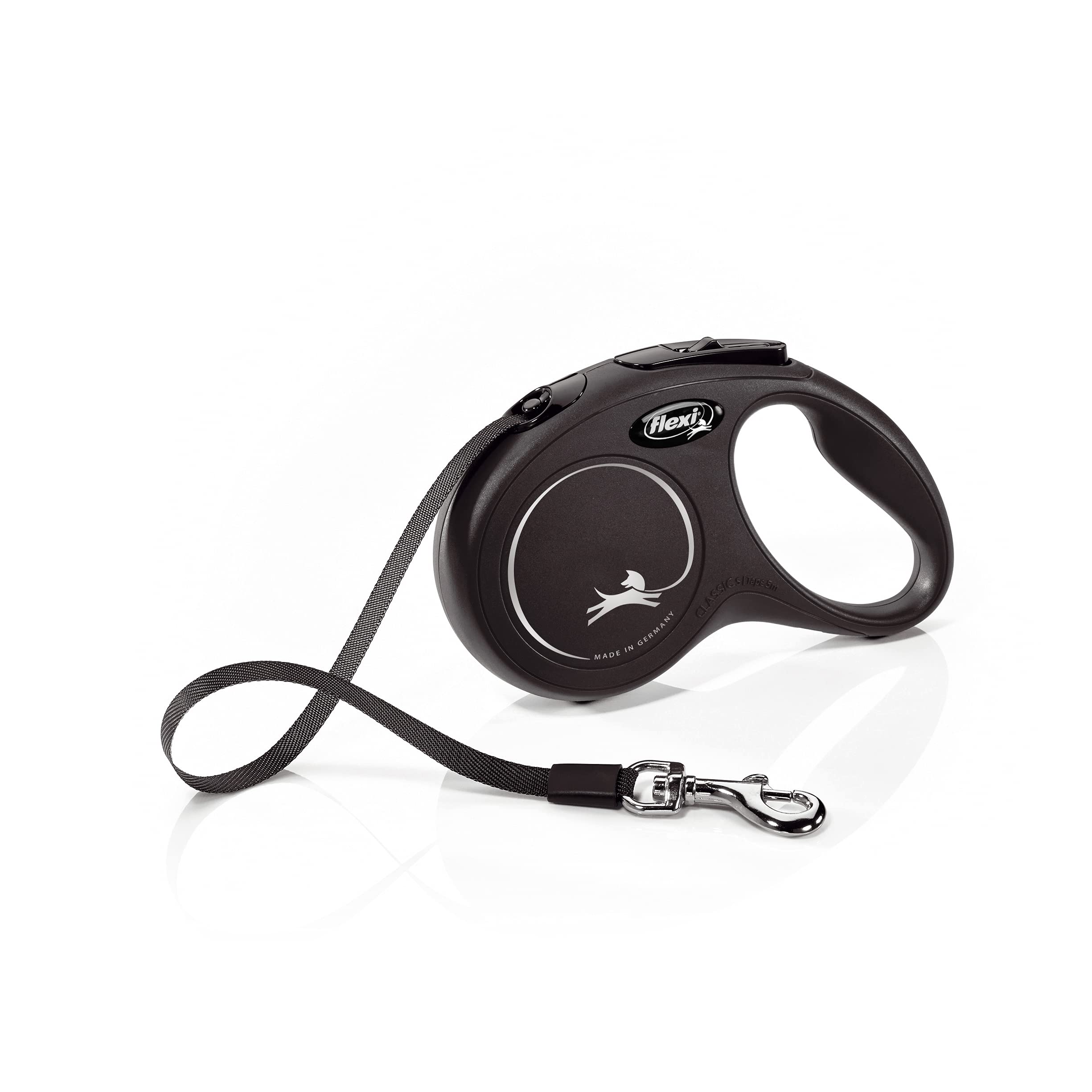 Flexi Classic S - suņu ievelkamā pavada, 5 m lente, melna, s izmērs