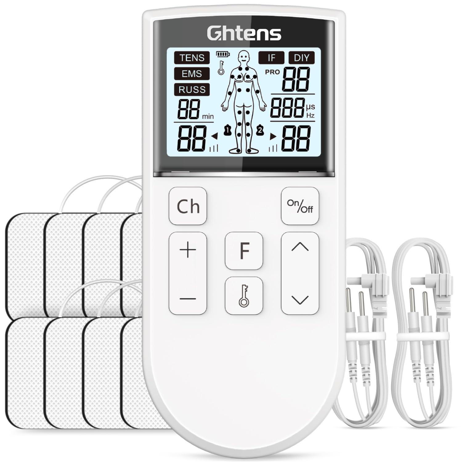 GHTENS TENS KTR-2640 - Elektriskā nervu stimulācijas ierīce sāpju mazināšanai ar 80 programmām