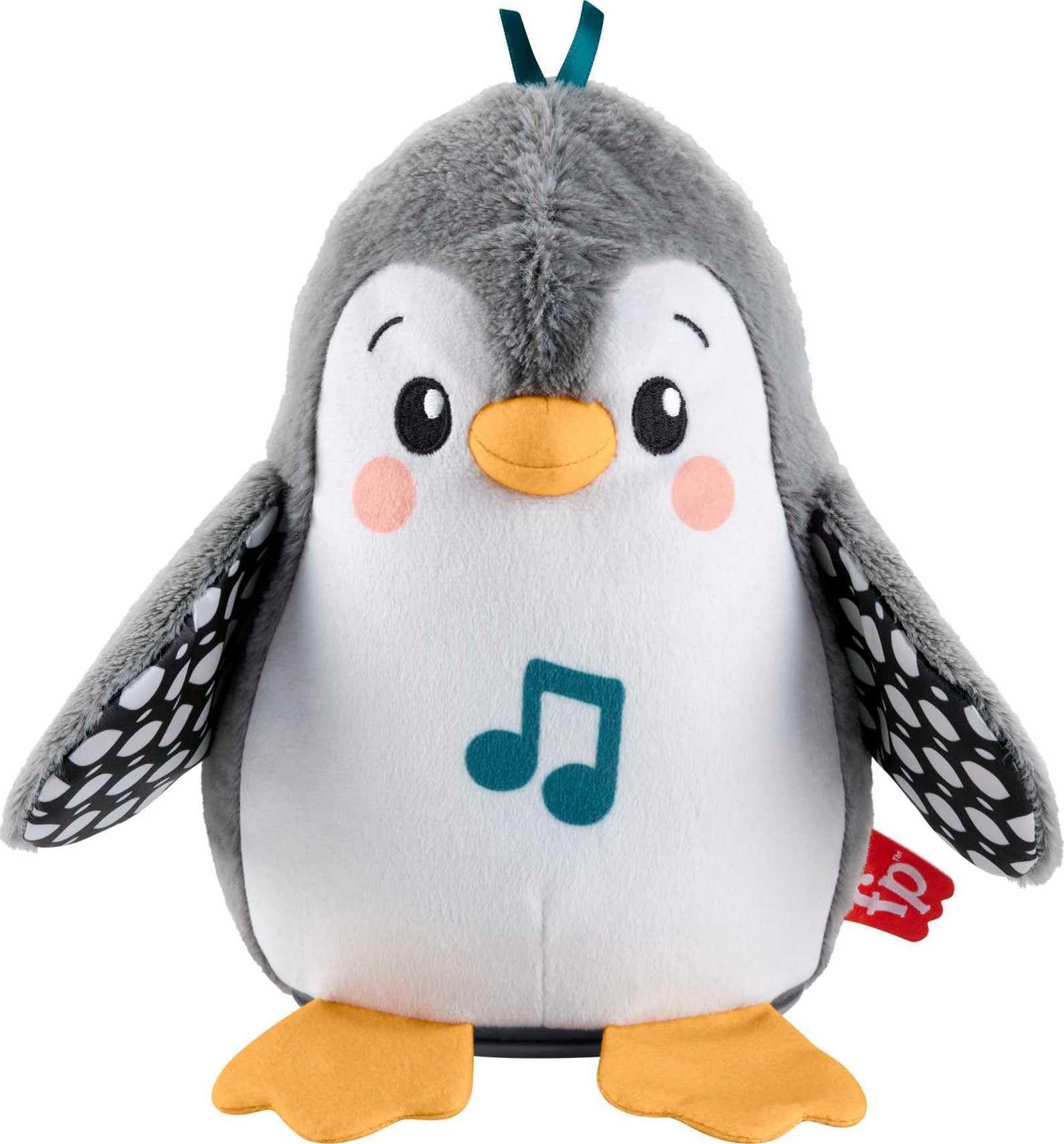 Fisher-Price HNC10 - Šūpojošais pingvīns, plīša rotaļlieta mazuļiem ar mūziku