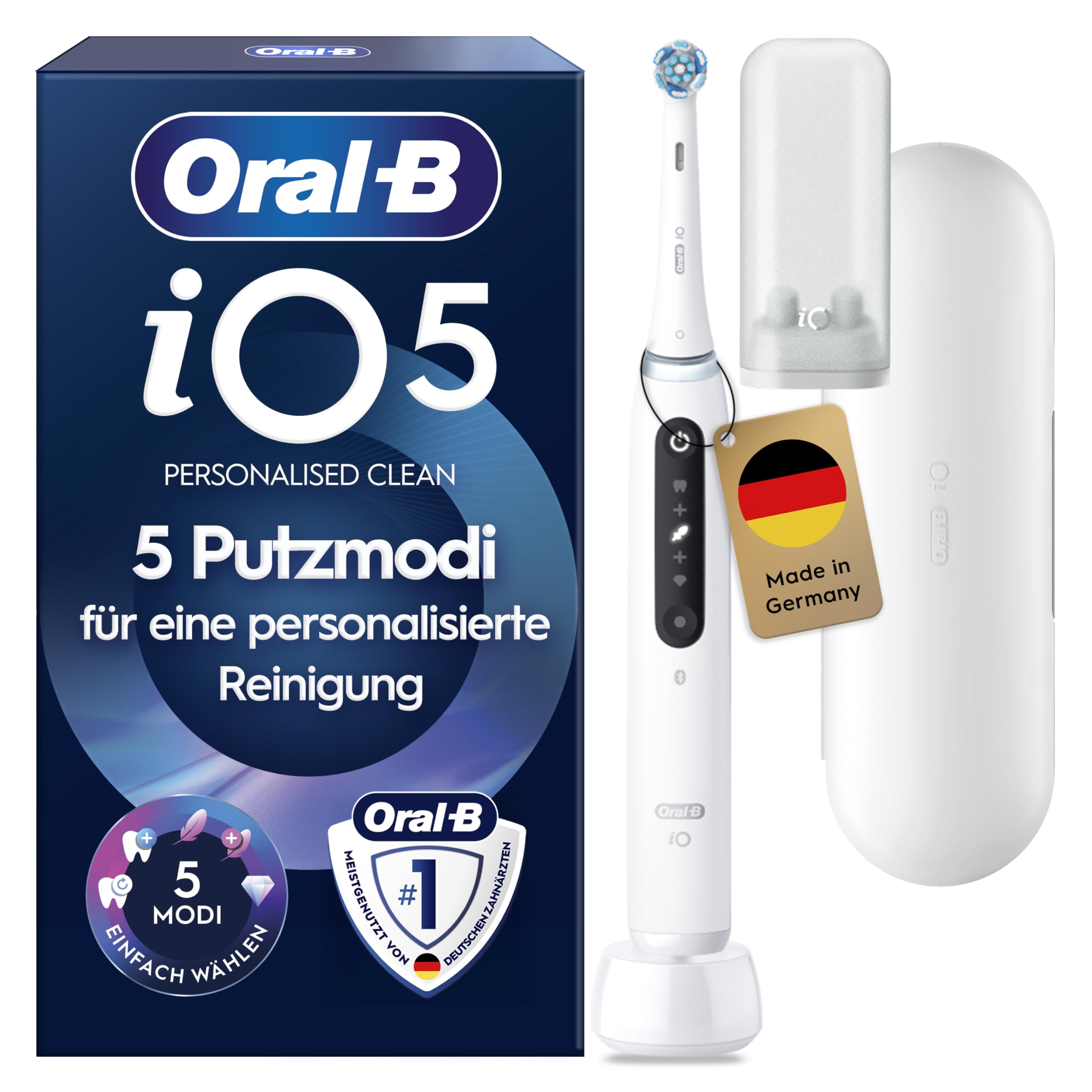 Oral-B iO Series 5 - elektriskā zobu birste ar mākslīgo intelektu, pieaugušajiem, baltā krāsā