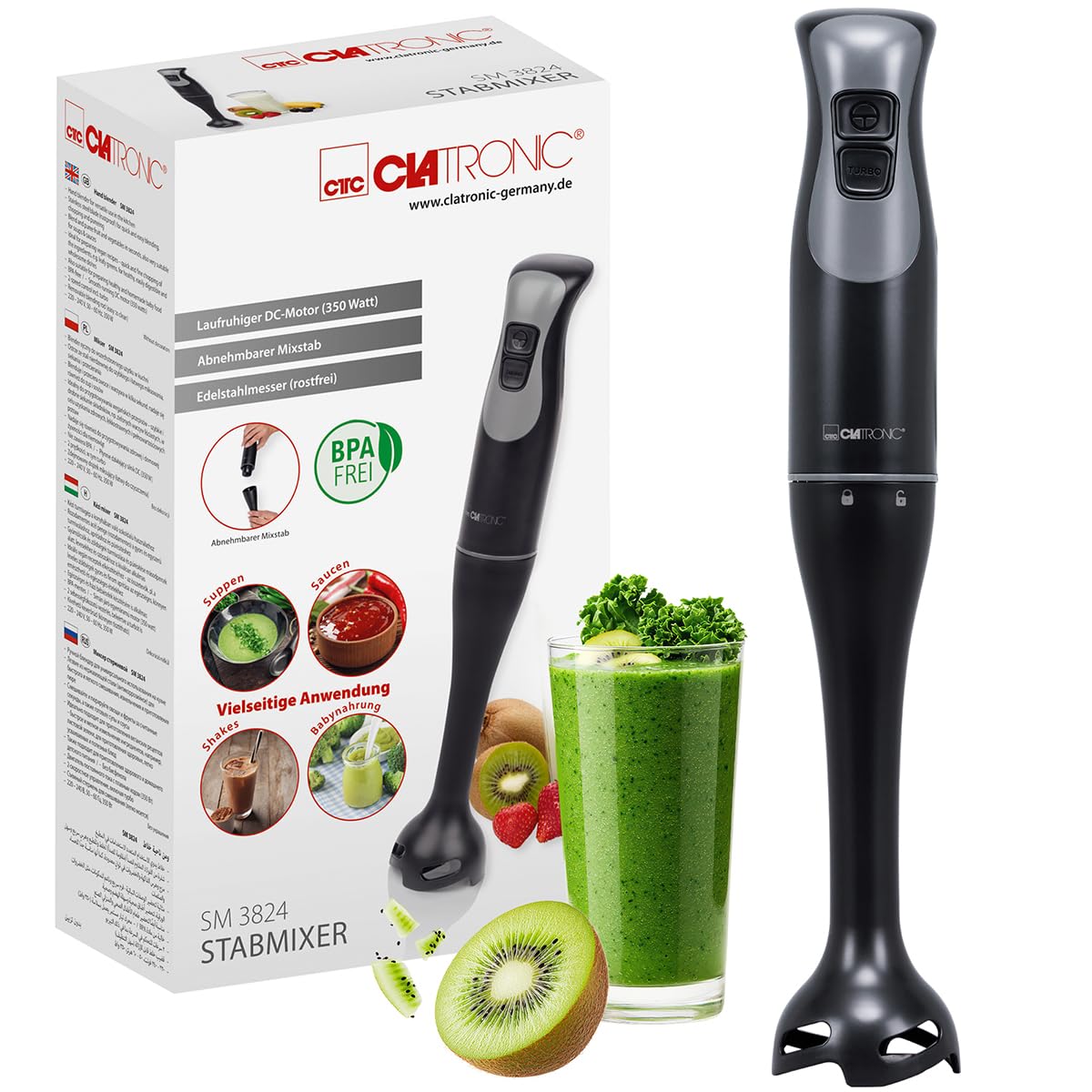Clatronic SM 3824 - Rokas blenderis ar turbo funkciju 350W