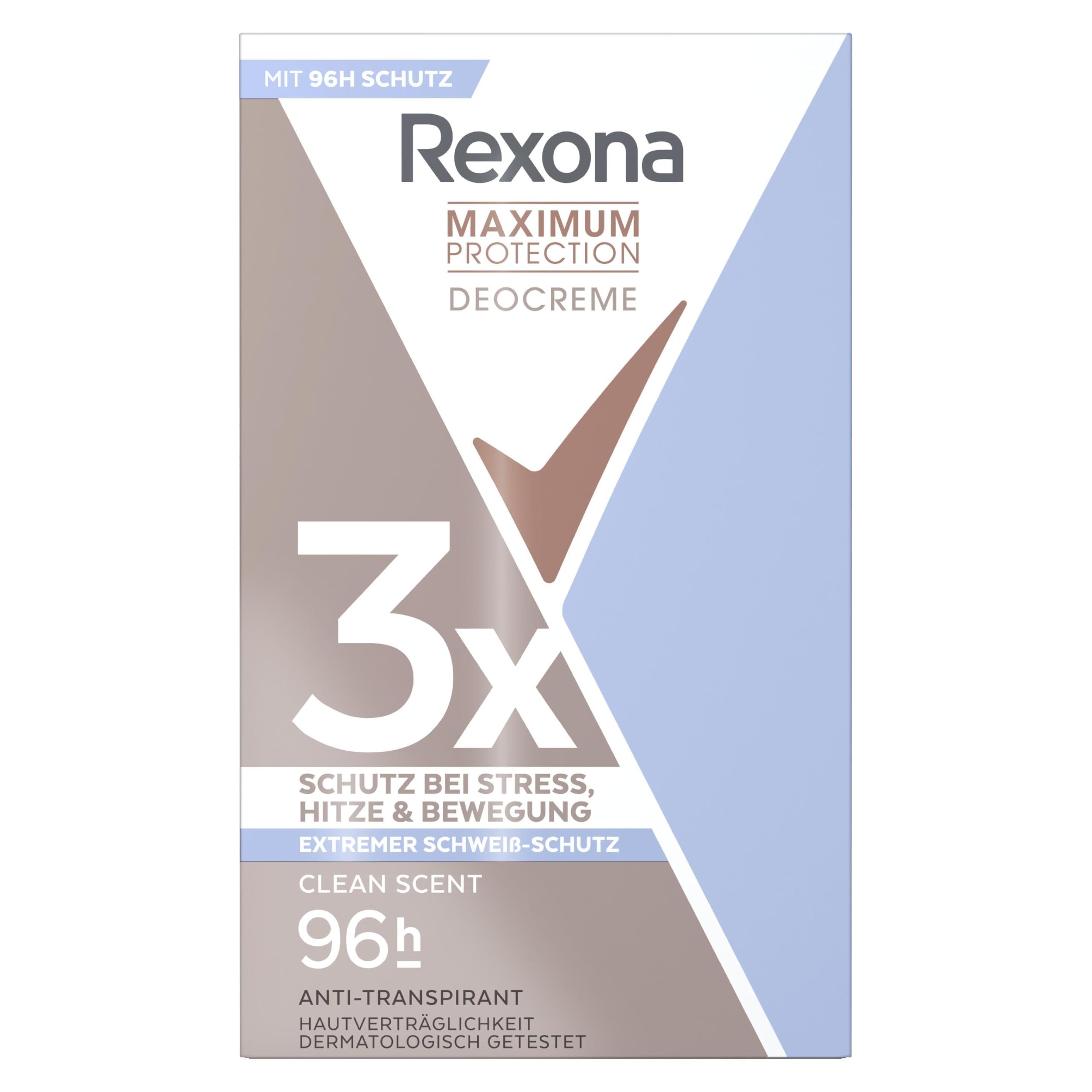 Rexona women maximum protection - dezodorants krēms, clean scent, 45 ml