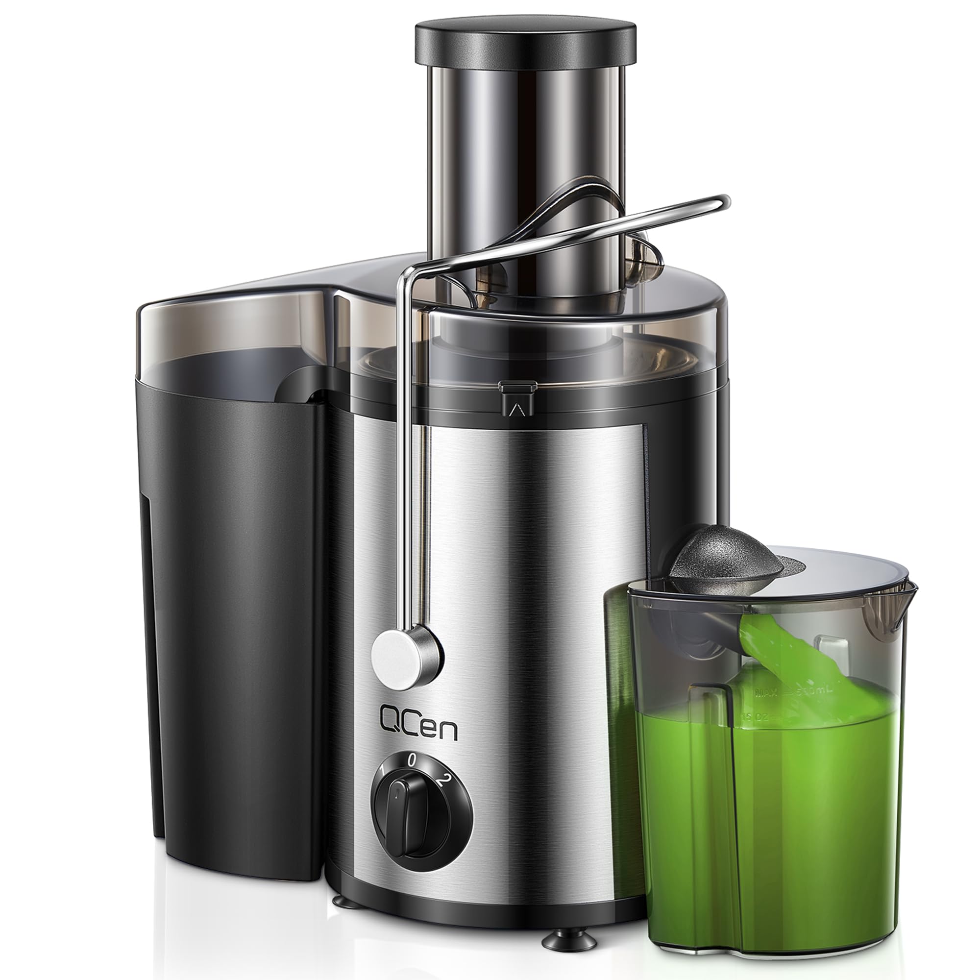 QCen KS-501 - Centribēdzes sulu spiede ar 76 mm ievades atveri, 500W, augļiem un dārzeņiem