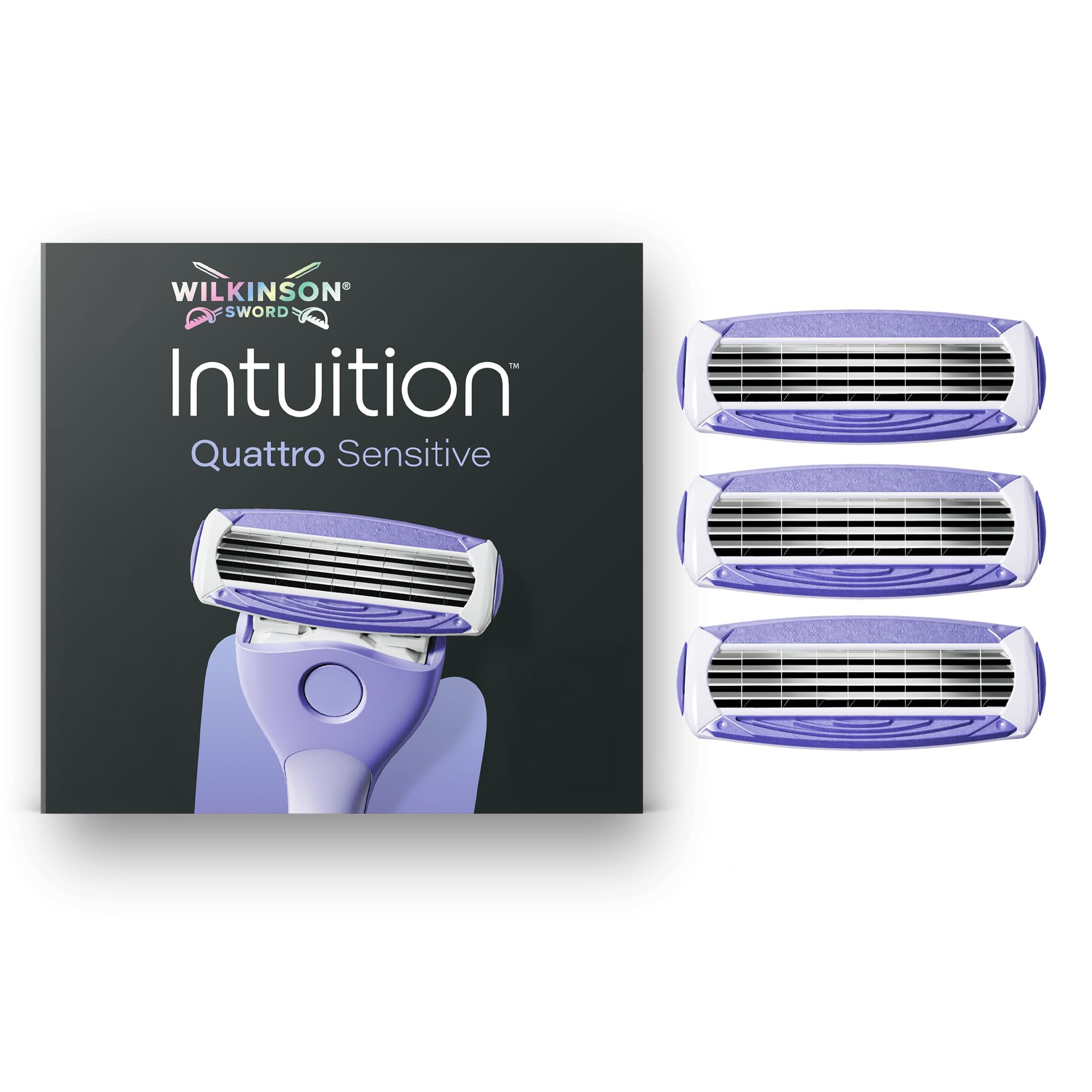 Wilkinson Sword Intuition Quattro Sensitive - Nomaiņas asmeņi skuveklim, 3 gab.