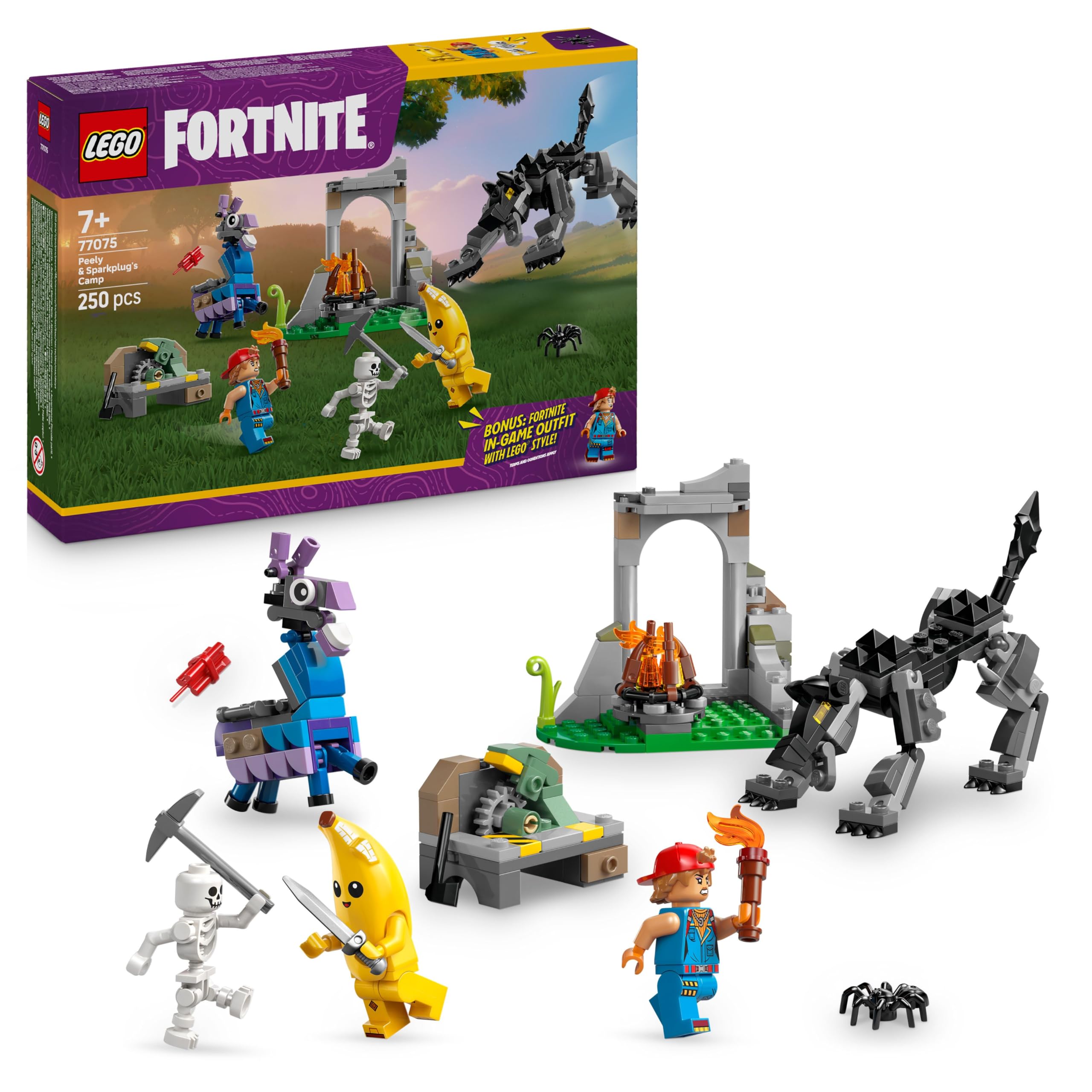 LEGO 77075 - Fortnite Šali un aizdedzes mākslinieces nometne ar vilku un lamu figūrām