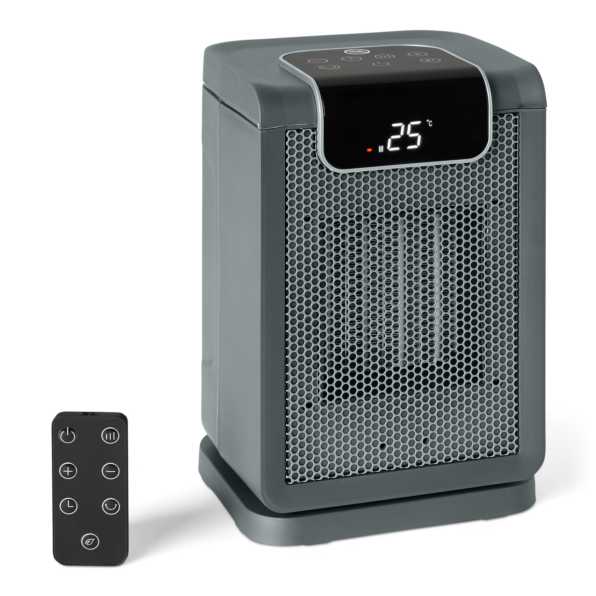 Amazon Basics DQ2508R-EU - Keramikas sildītājs ar tālvadības pulti, 1800 W, 70 gradu oscilācija, 5 režīmi, pelēks