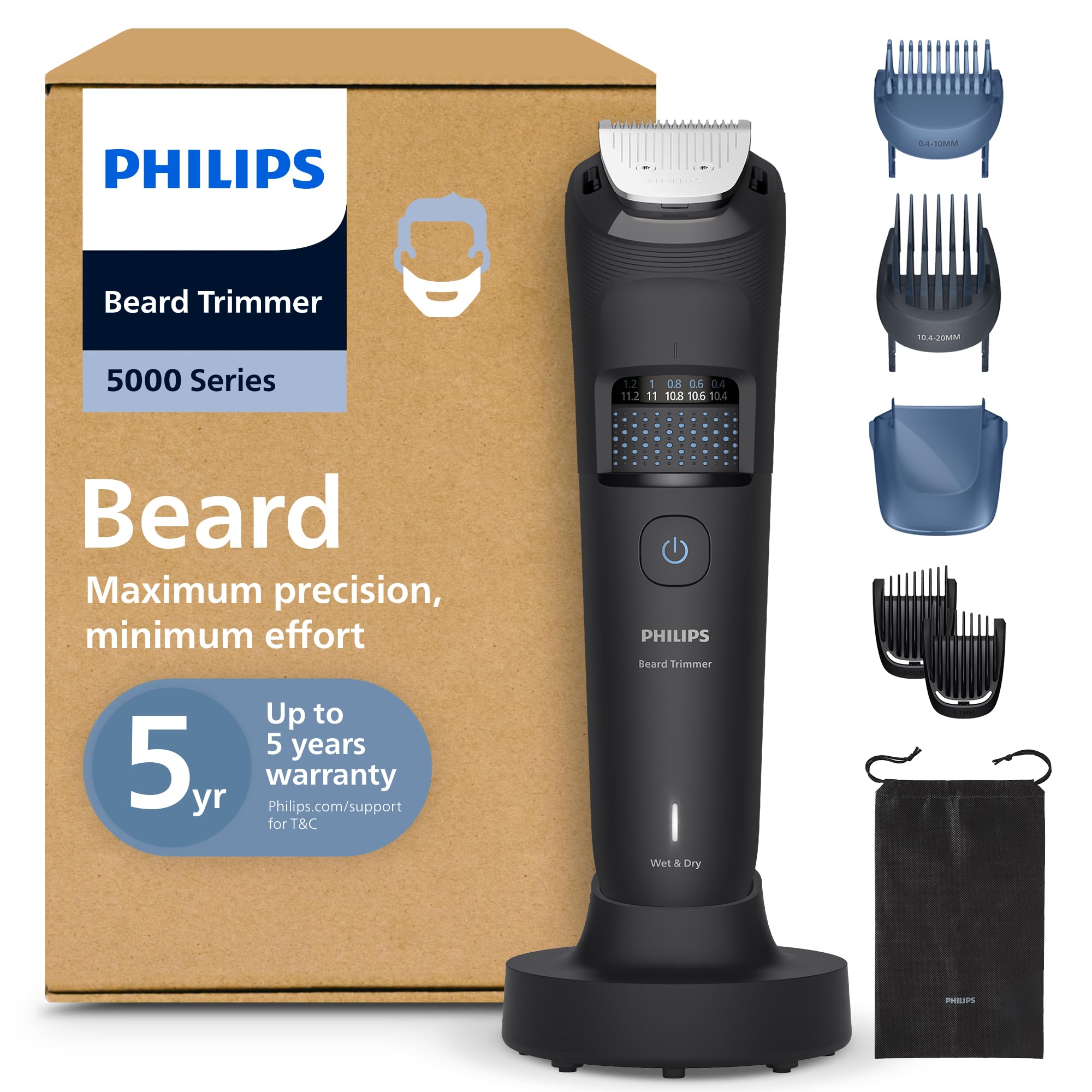 Philips BT578530 5000 sērija - Bārdas trimeris ar BeardSense tehnoloģiju un 40 garuma iestatījumiem