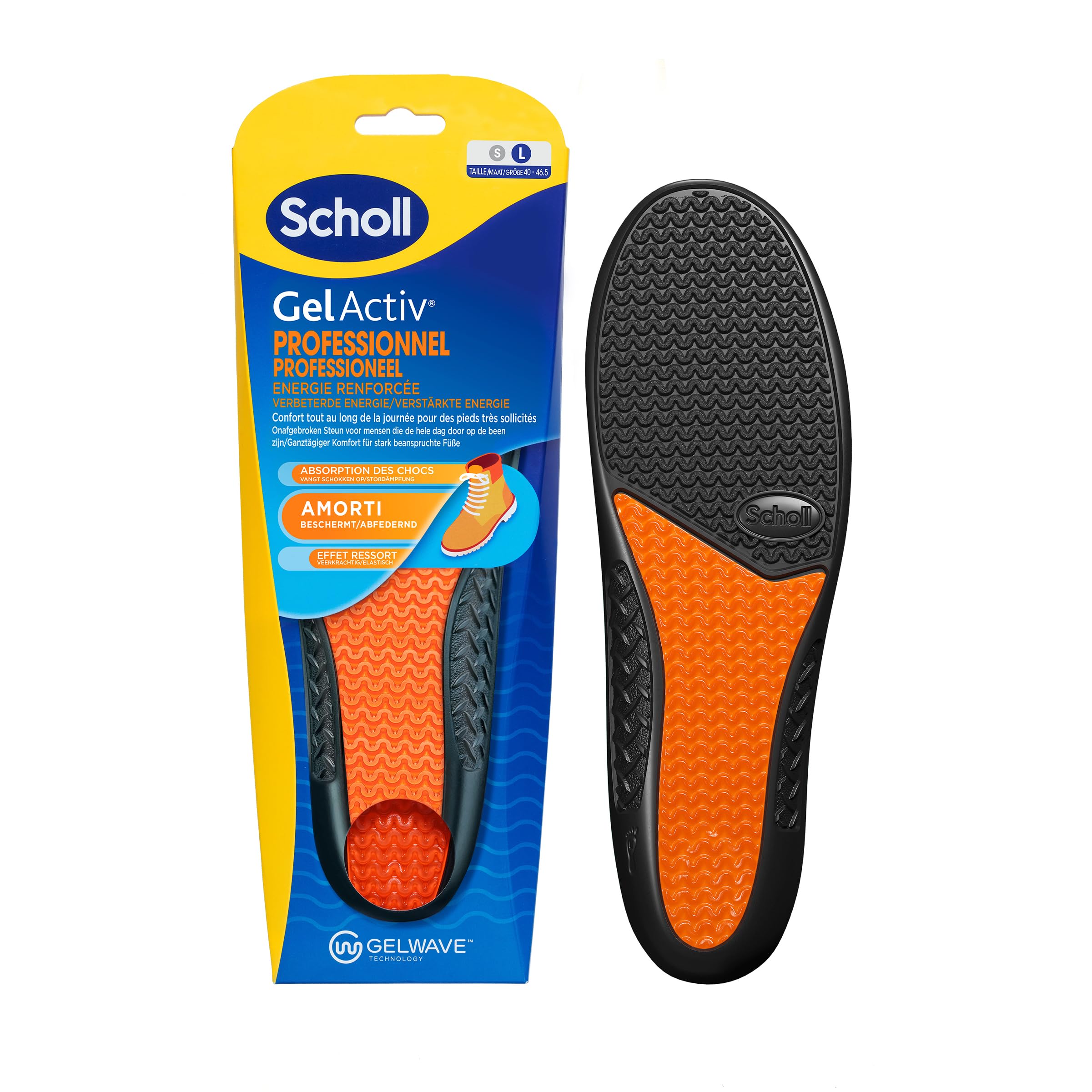 Scholl GelActiv Professional - zolītes darba apaviem vīriešiem ar GelWave tehnoloģiju, 40–46,5