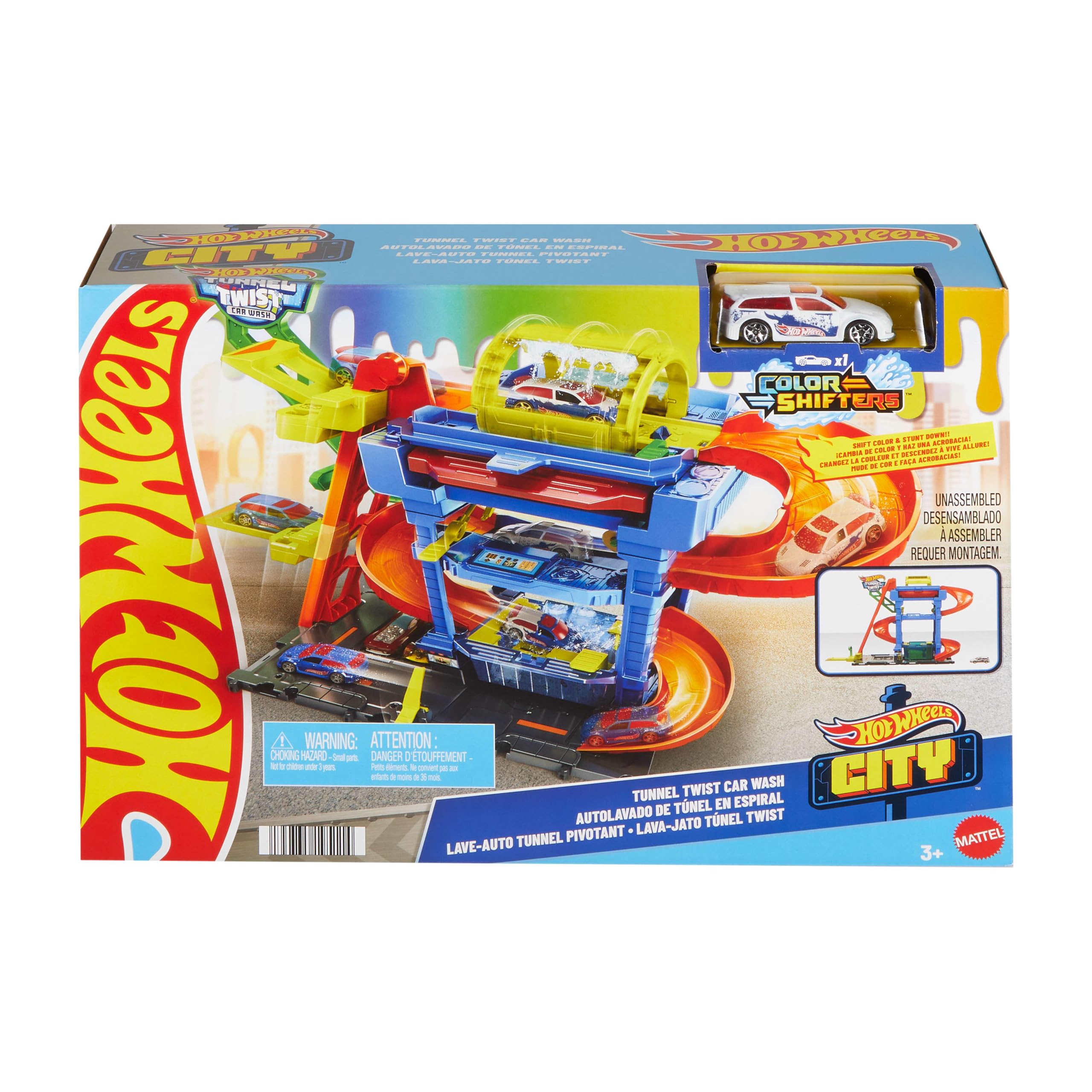 Hot Wheels City HTN80 - Tuneļa automazgātava ar krāsu maiņas automašīnu 1:64 mērogā