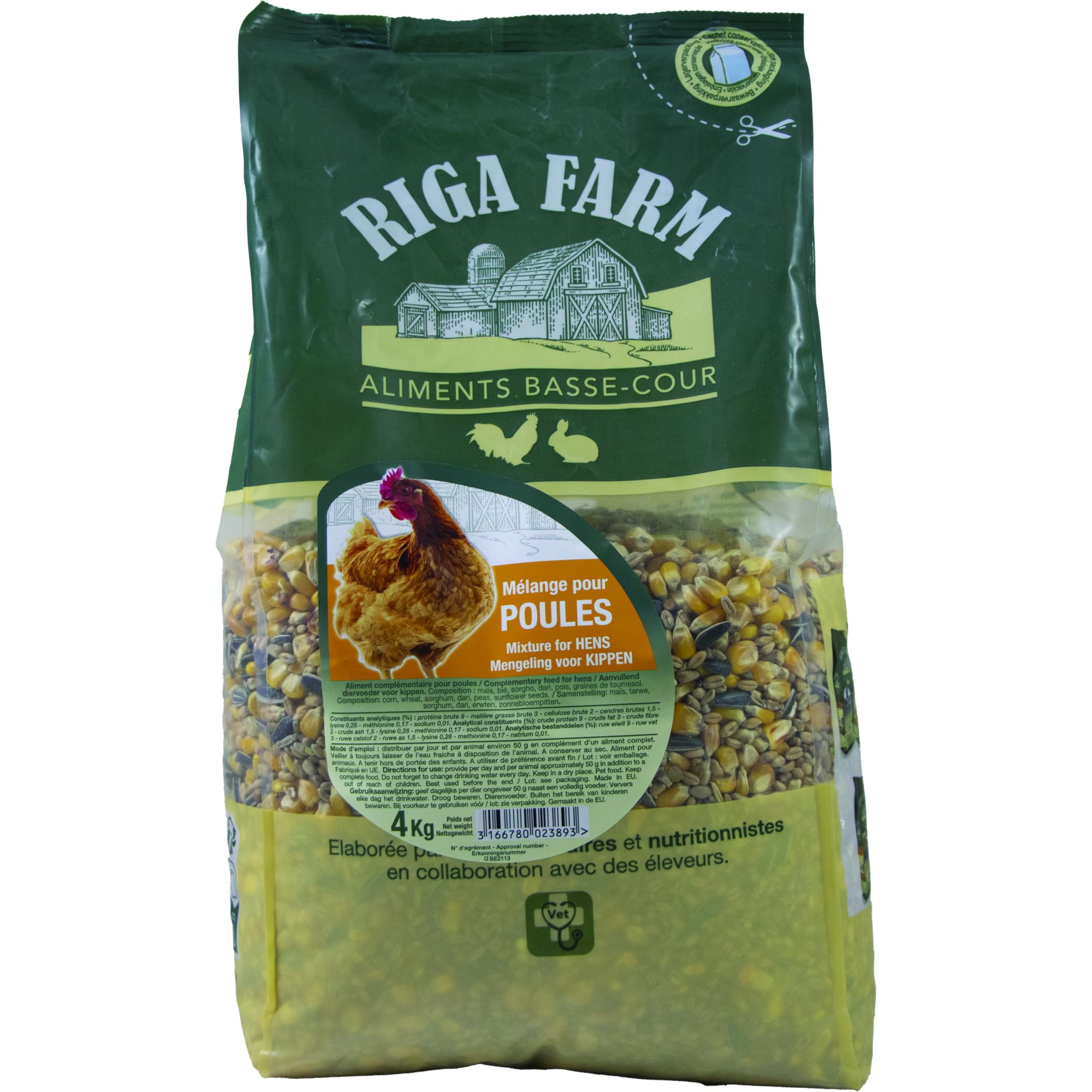 Riga 002389 - Barību maisījums vistām un mājputniem, 4 kg