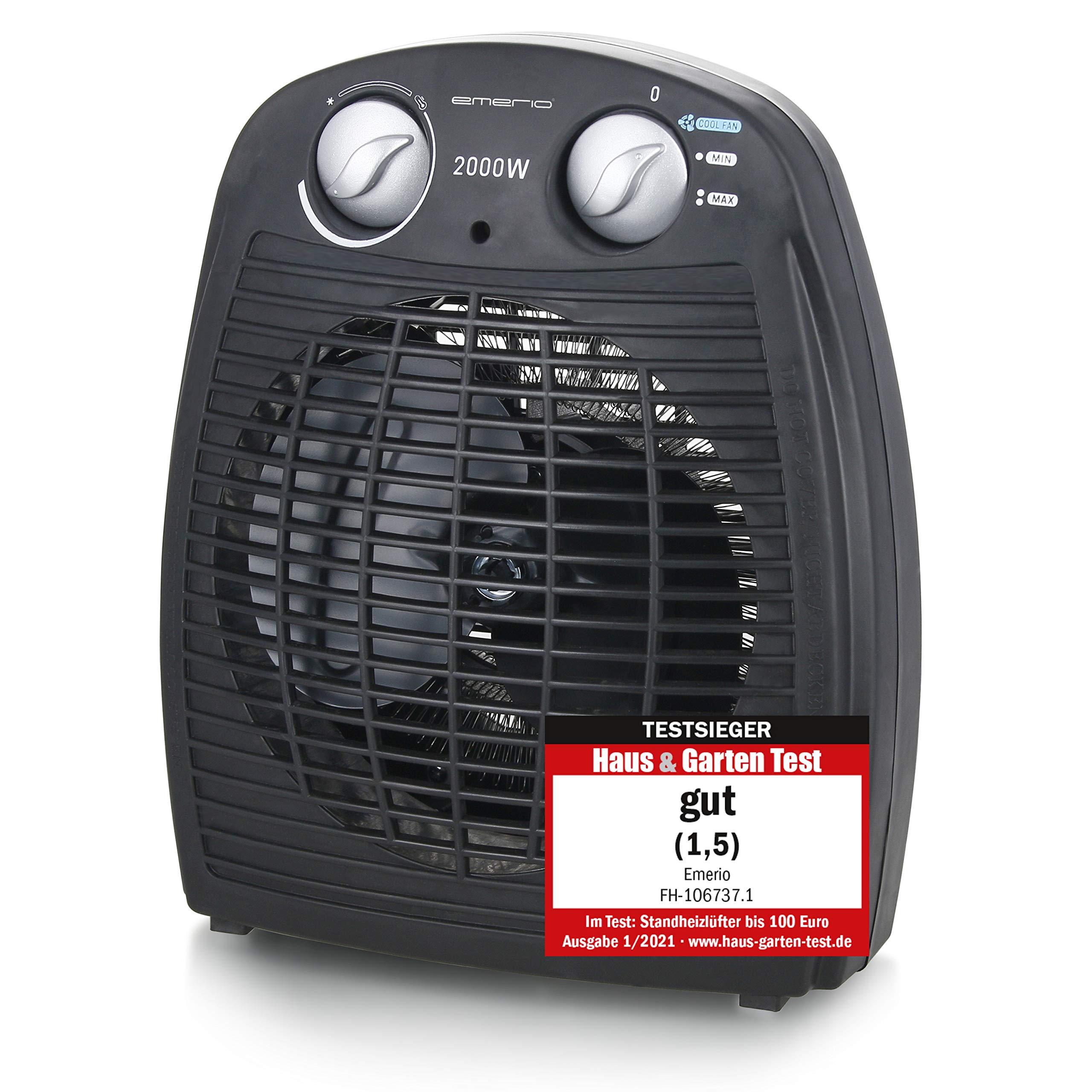 Emerio FH-106737.2 - Kompakts portatīvais sildītājs ar ventilatoru, 2000 W, antracīta krāsā