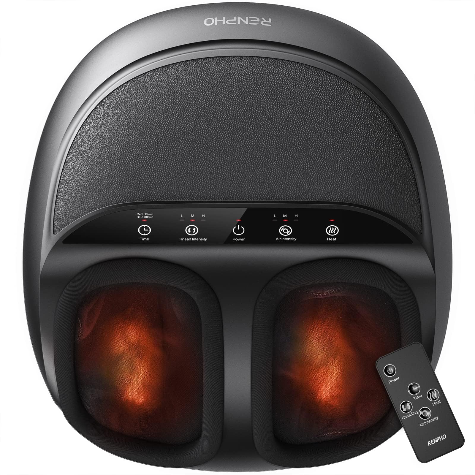 RENPHO RF-FM059R - Shiatsu elektriskais kāju masieris ar siltumu un gaisa kompresiju, 47 x 43 x 30 cm