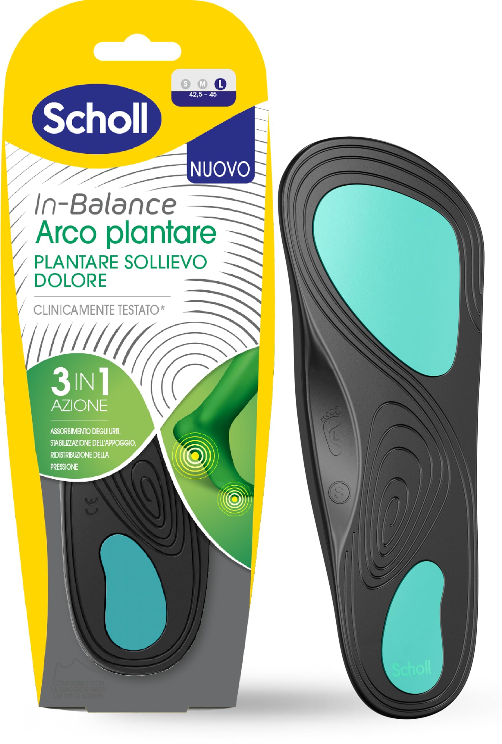Dr. Scholls 981043250 - ortopēdiskās ieliekamās zoles platpēdībai, izmērs L (42,5–45), 1 pāris