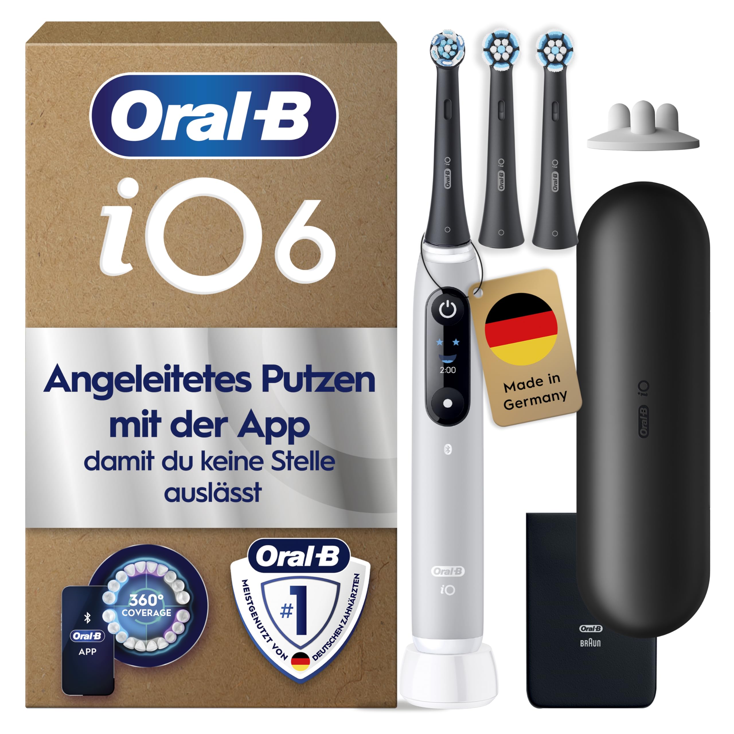 Oral-B iO Series 6 - elektriskā zobu birste pieaugušajiem ar interaktīvo displeju, pelēka