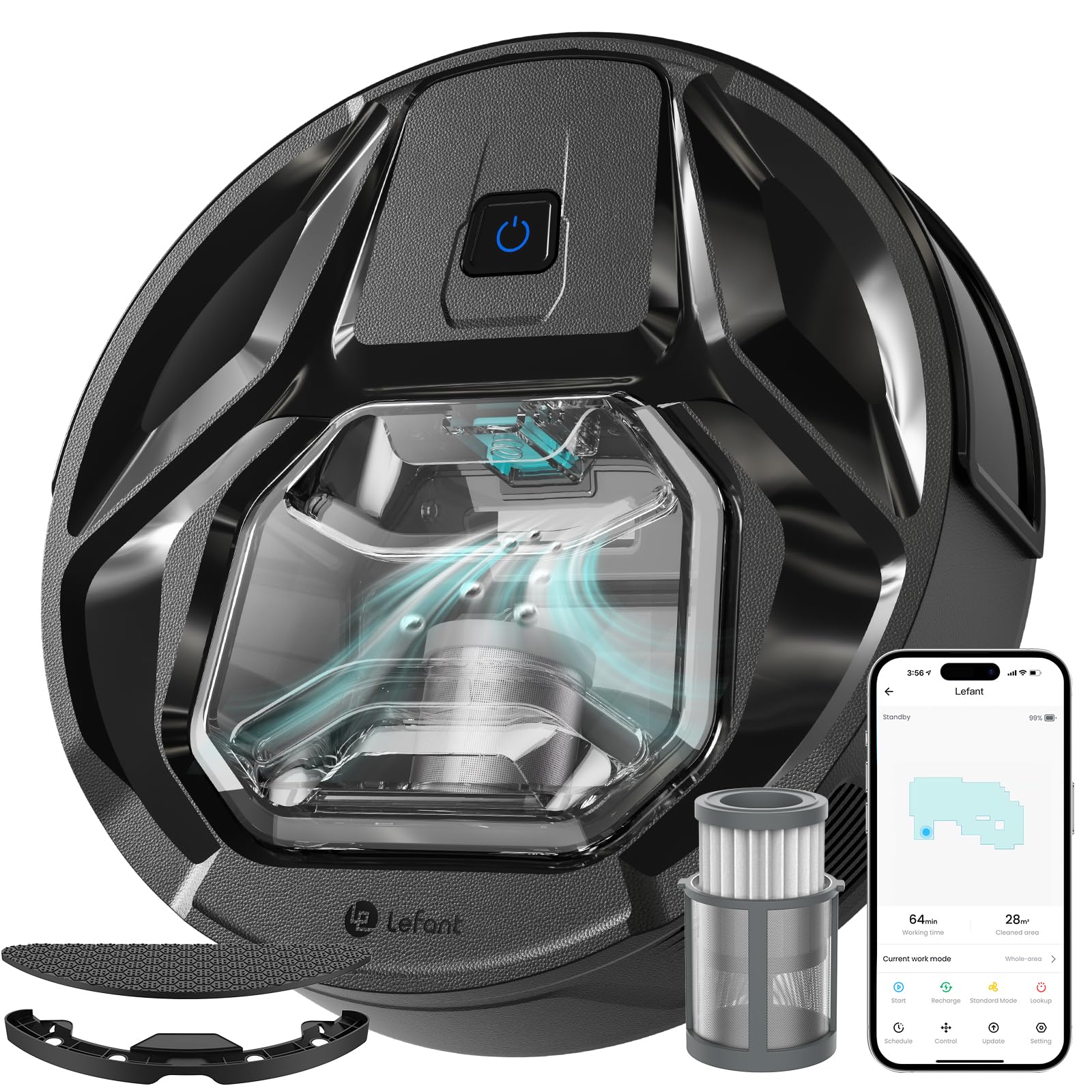 Lefant M320 - robots putekļsūcējs ar mazgāšanas funkciju, 3 in 1, 6000Pa