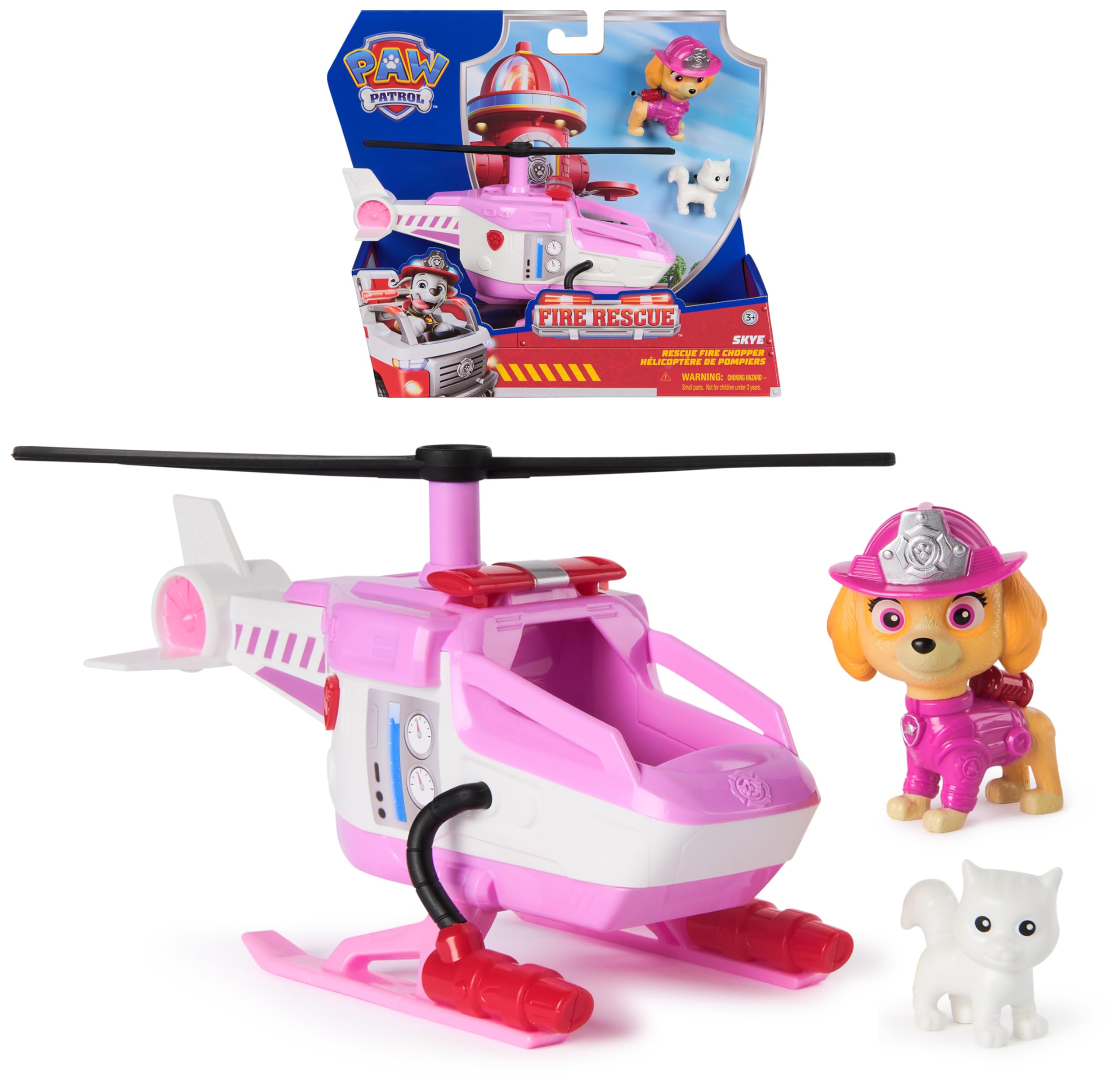 Paw Patrol Fire Rescue Skye - ugunsdzēsēju glābšanas helikopters ar glābšanas spīlēm un figūru