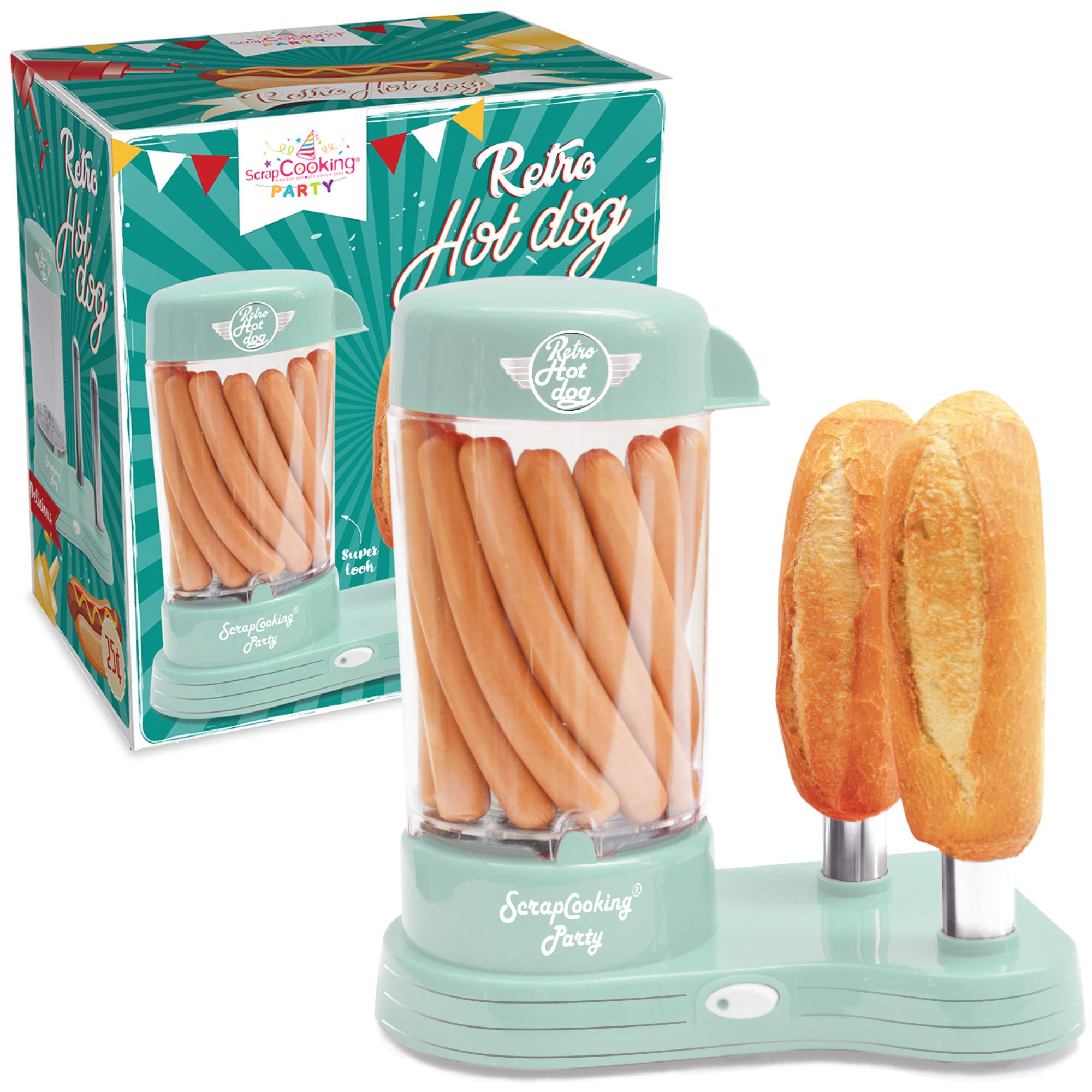 ScrapCooking 0601 - Hot dog pagatavošanas iekārta vintāžas retro stilā, zaļā krāsā