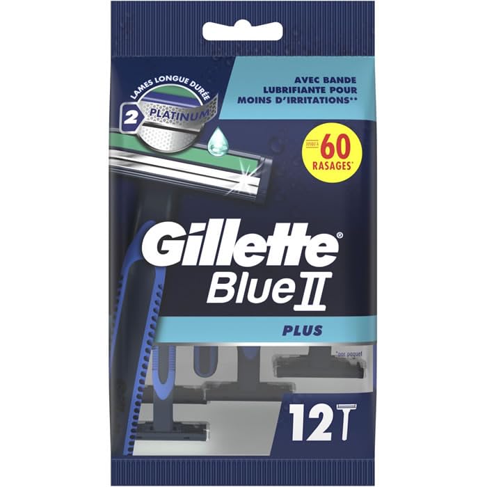 Gillette Blue II Plus - vienreizlietojamie skuvekļi ar platīna klučiem, 12 gab.
