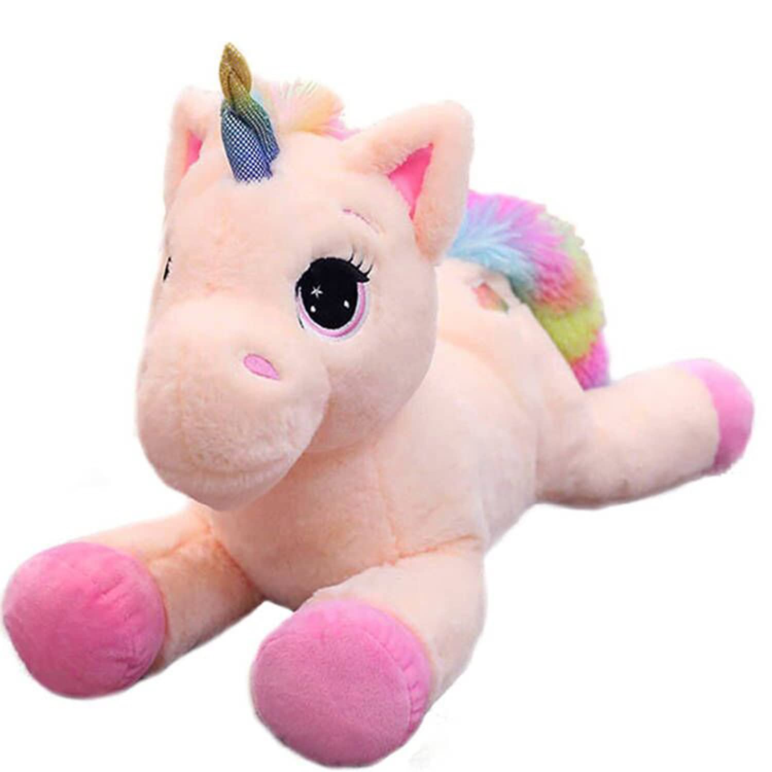 Georgie Porgy - Plīša vienradzis ar varavīksnes asti meitenēm, 38 cm, rozā