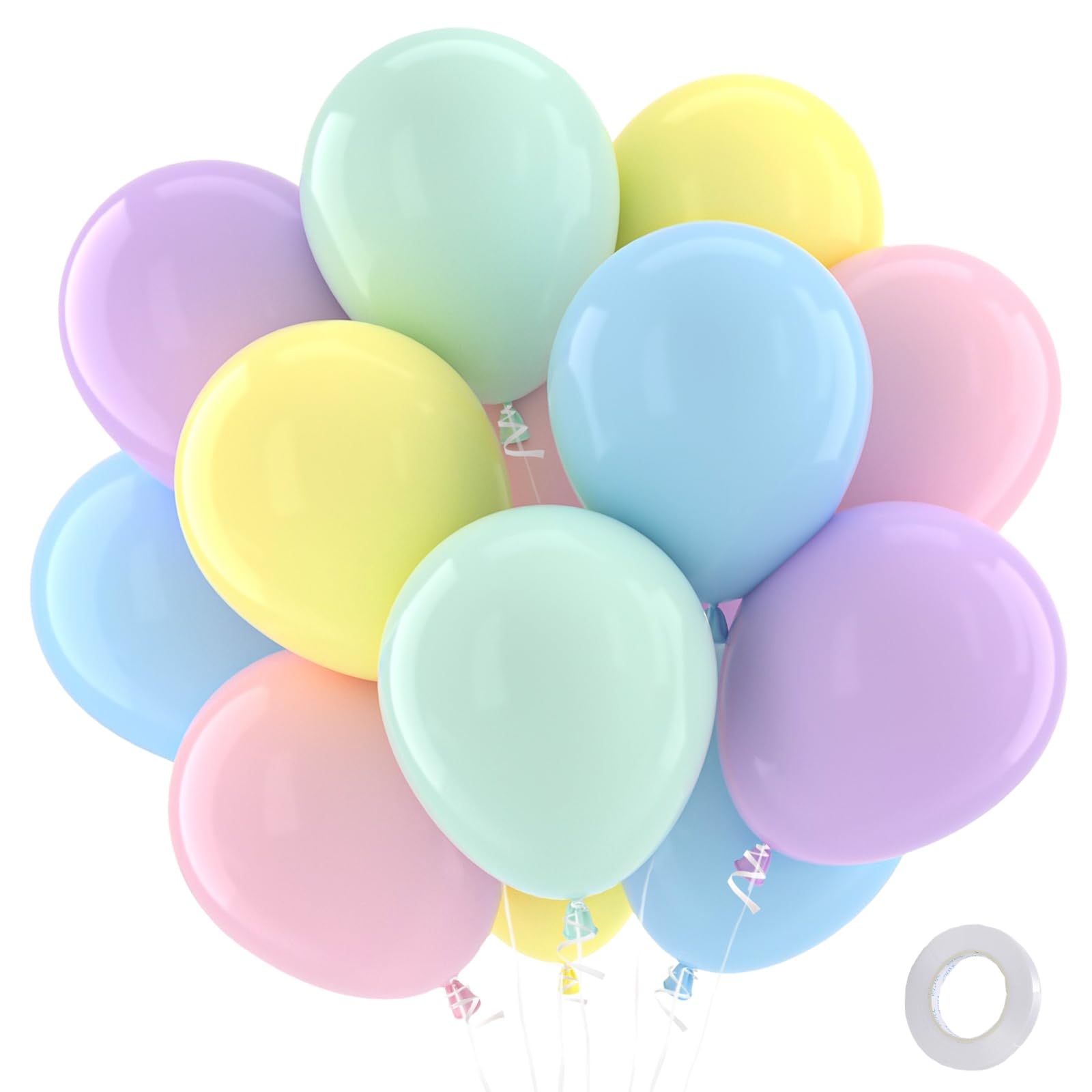 QIFU - Pasteļtoņu lateksa baloni 100 gab. rozā, zils, zaļš, dzeltens, violets, 20 cm
