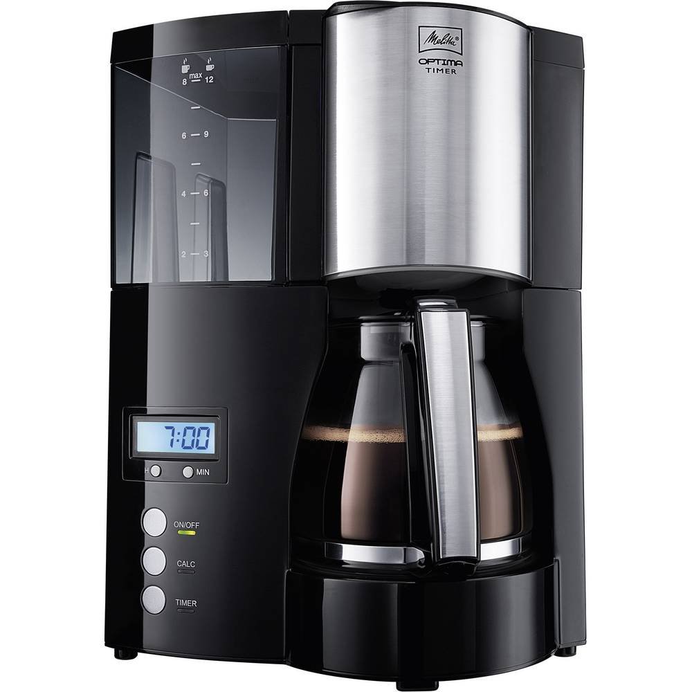 Melitta Optima Timer 100801 - Piliena kafijas automāts ar stikla krūzi un taimeri, 850W