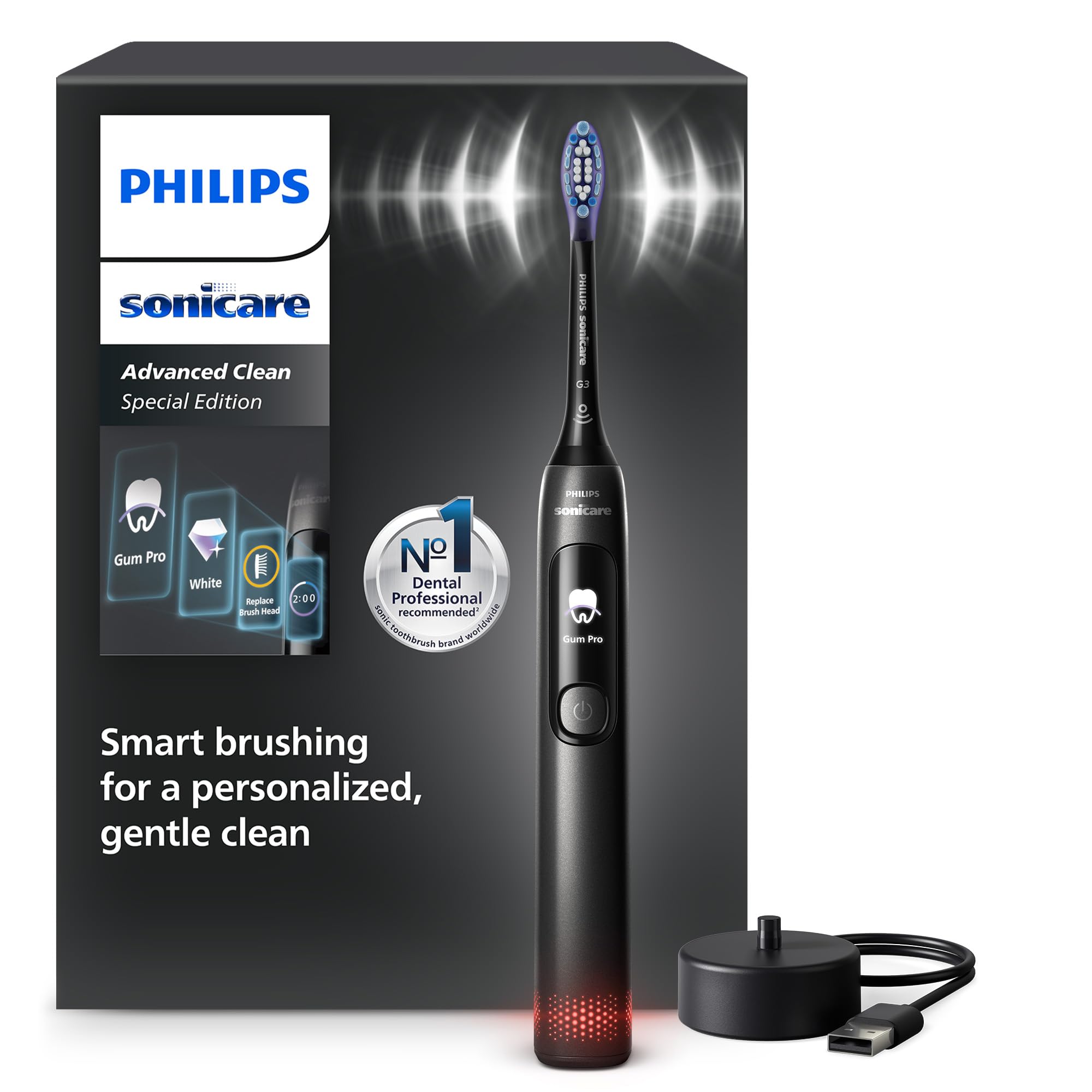 Philips HX379211 Sonicare AdvancedClean - elektriskā zobu birste ar viedekrānu un 5 tīrīšanas režīmiem, melna