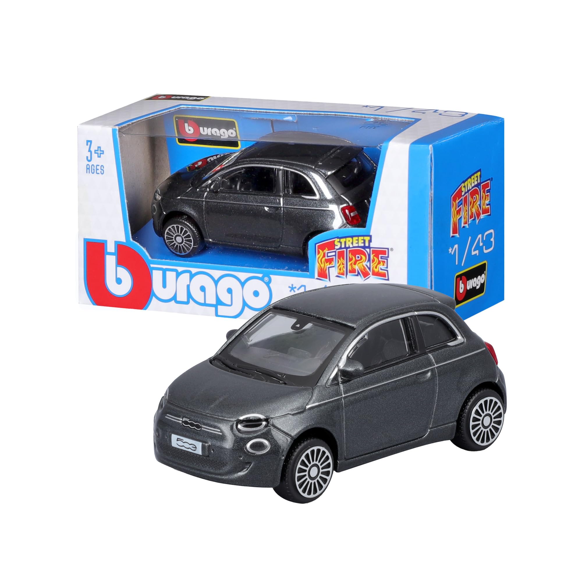 Bburago Fiat 500E - Reālistisks modeļauto mērogā 1:43, pelēkā krāsā